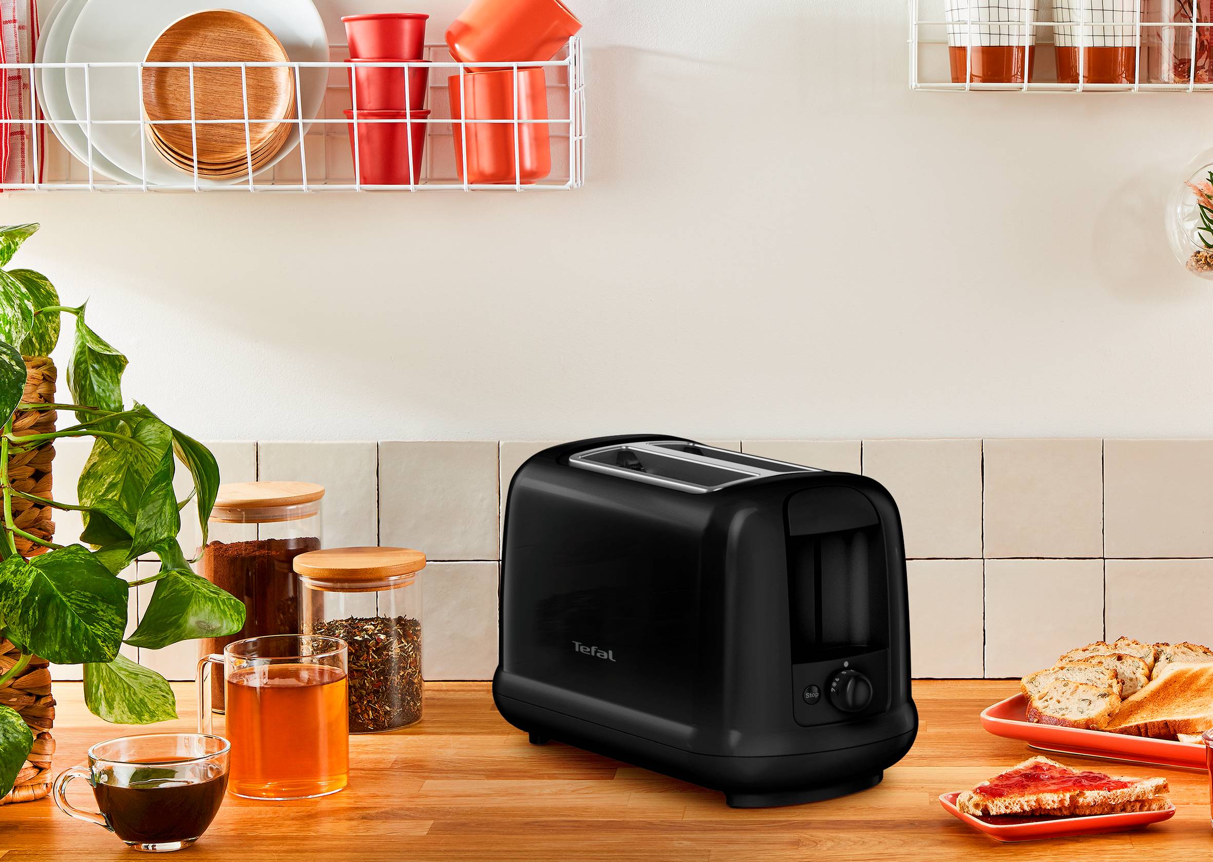 Tefal TT2M14 Morning Toaster, Double Slot, Elegant Design, Buns Attachment for Warming, 7 Browning Levels, Extra Wide Slots, Stop Function, Wanted Blue