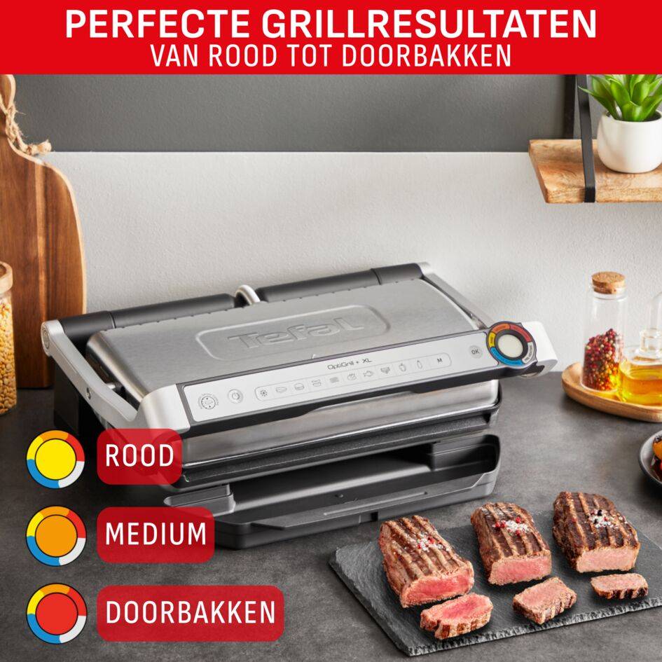 OptiGrill+ XL GC728D Slimme contactgrill met grilltang - 9 automatische programma's