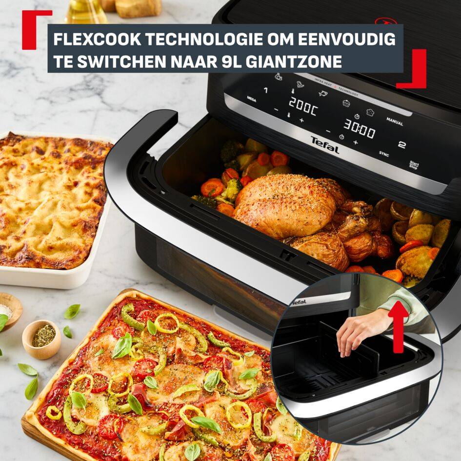 Ever Fry Dual Flex EY9288 Airfryer met flexibel tussenschot en infraroodtechnologie - 7 programma's - 9L