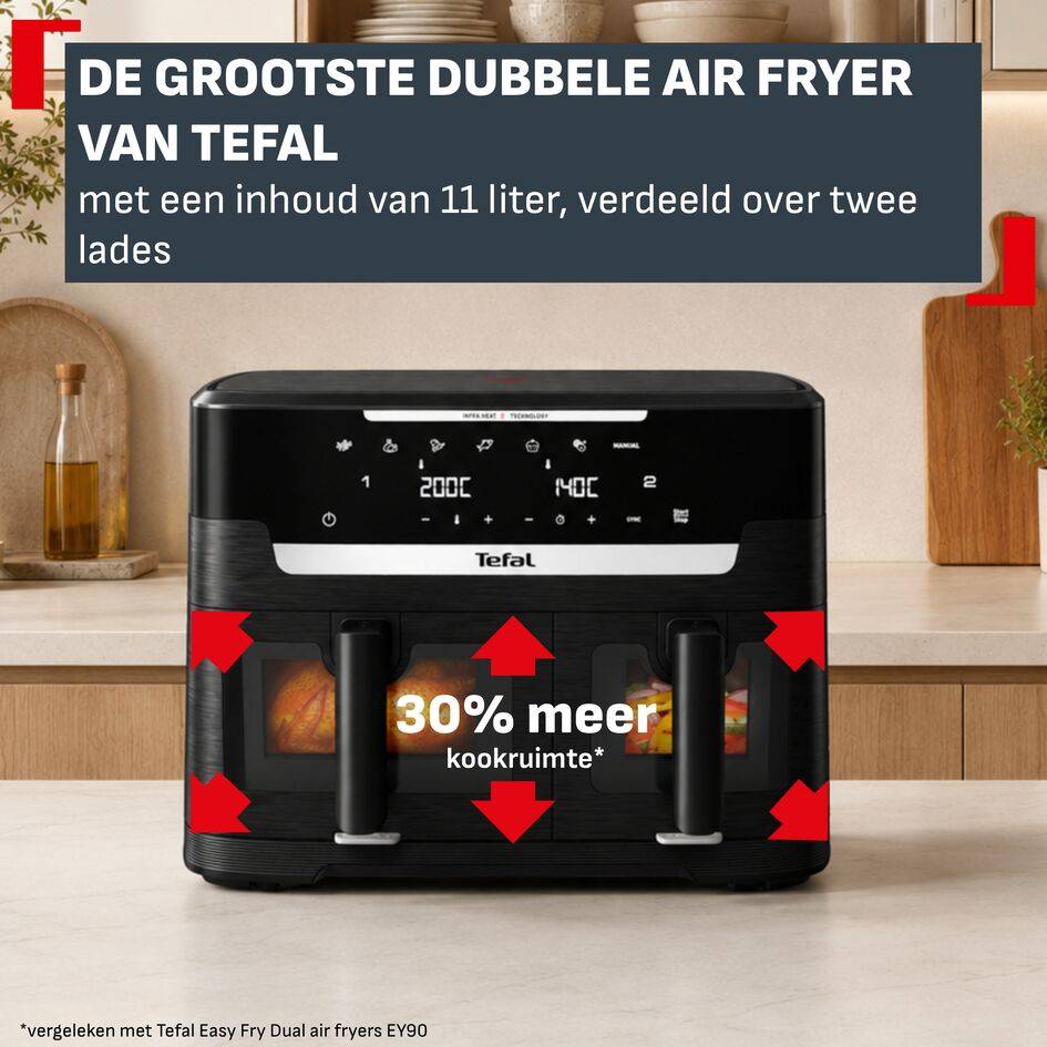 Ever Fry Dual XXL EY9478 Dubbele air fryer met infraroodtechnologie - 7 programma's - 11L