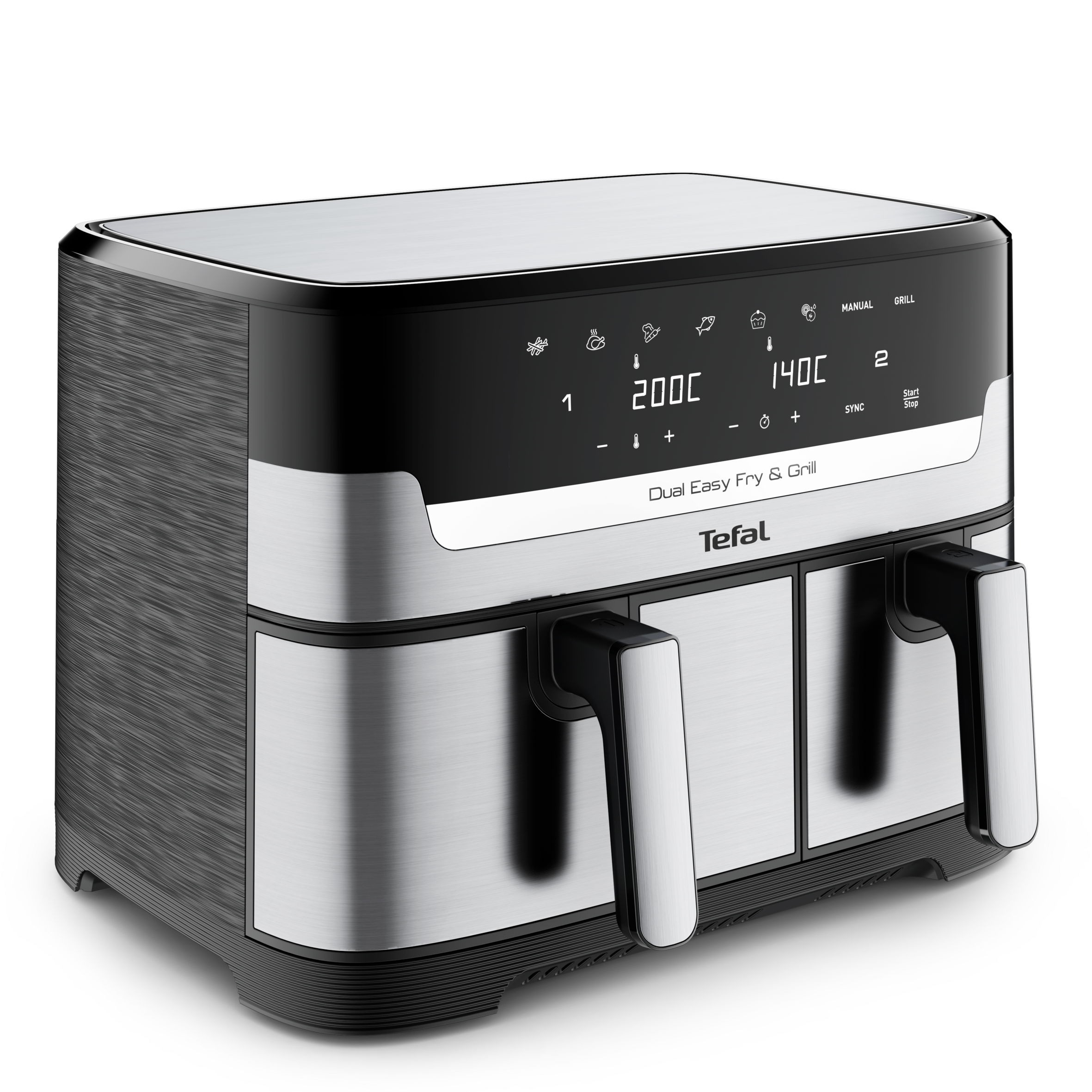 Easy Fry & Grill Dual EY905D 8,3L heteluchtfriteuse met dubbele lades rvs