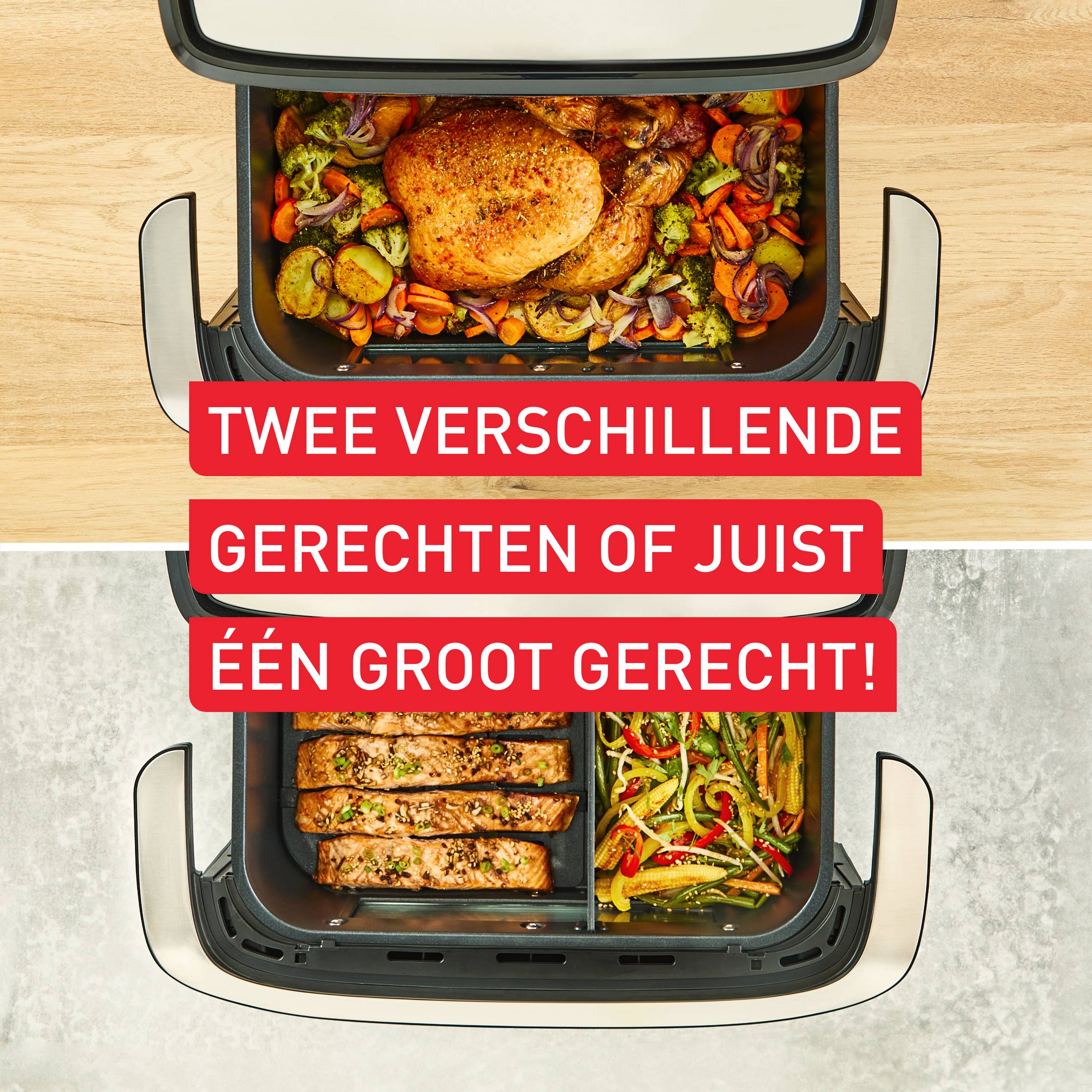 Dual Easy Fry Flex EY9228 9L Air fryer met flexibel tussenschot