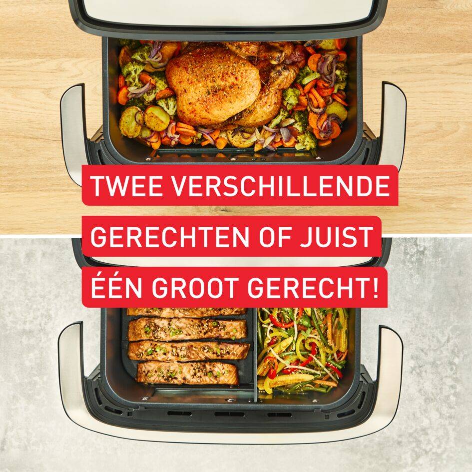 Dual Easy Fry Flex EY9228 Air fryer met flexibel tussenschot - 6 programma's - 9 L
