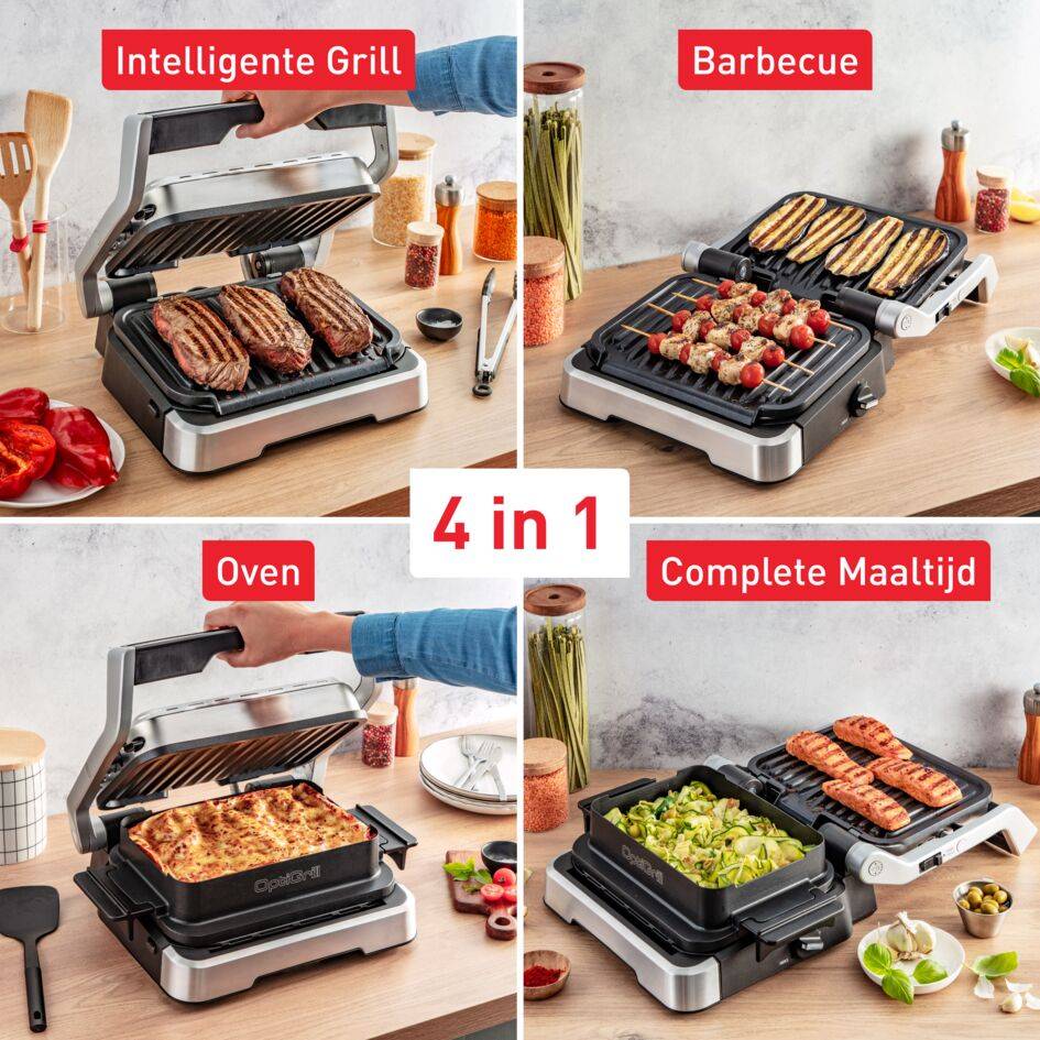OptiGrill 4-in-1 GC774D Slimme contactgrill met bbq-functie - 9 automatische programma's