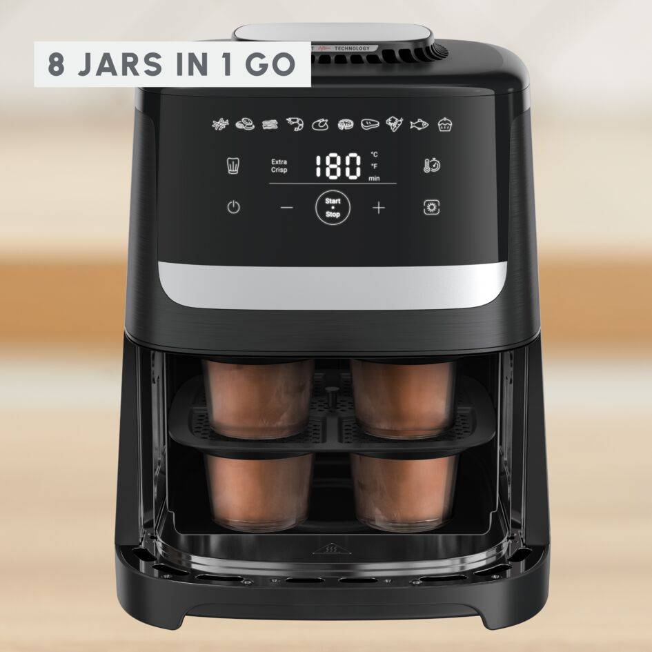 Glazen potten, set van 8 stuks, compatibel met Easy Fry Silence 5L airfryer