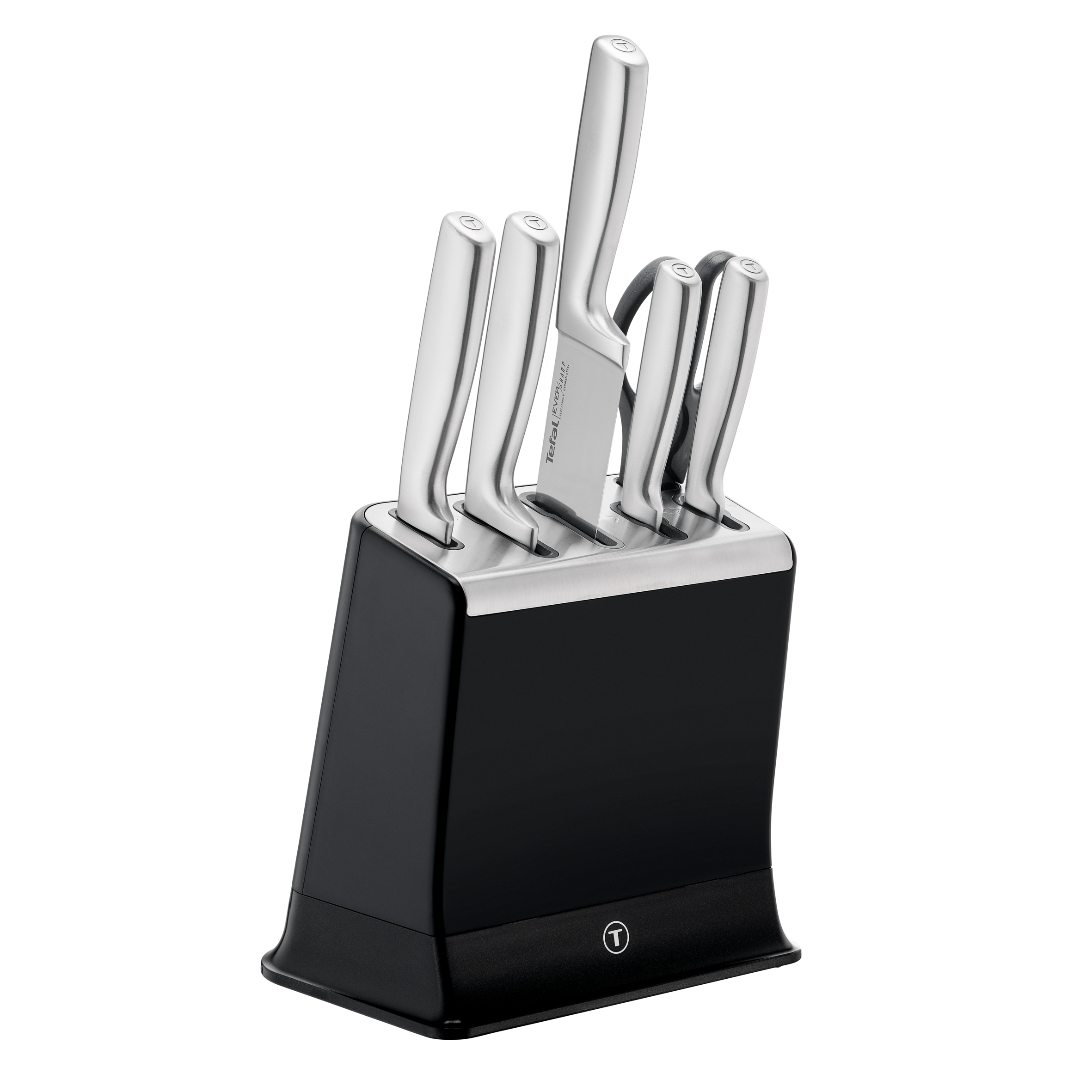 EverSharp K2977S44 roestvrijstalen 6-delige messenset en blok met geïntegreerde slijper