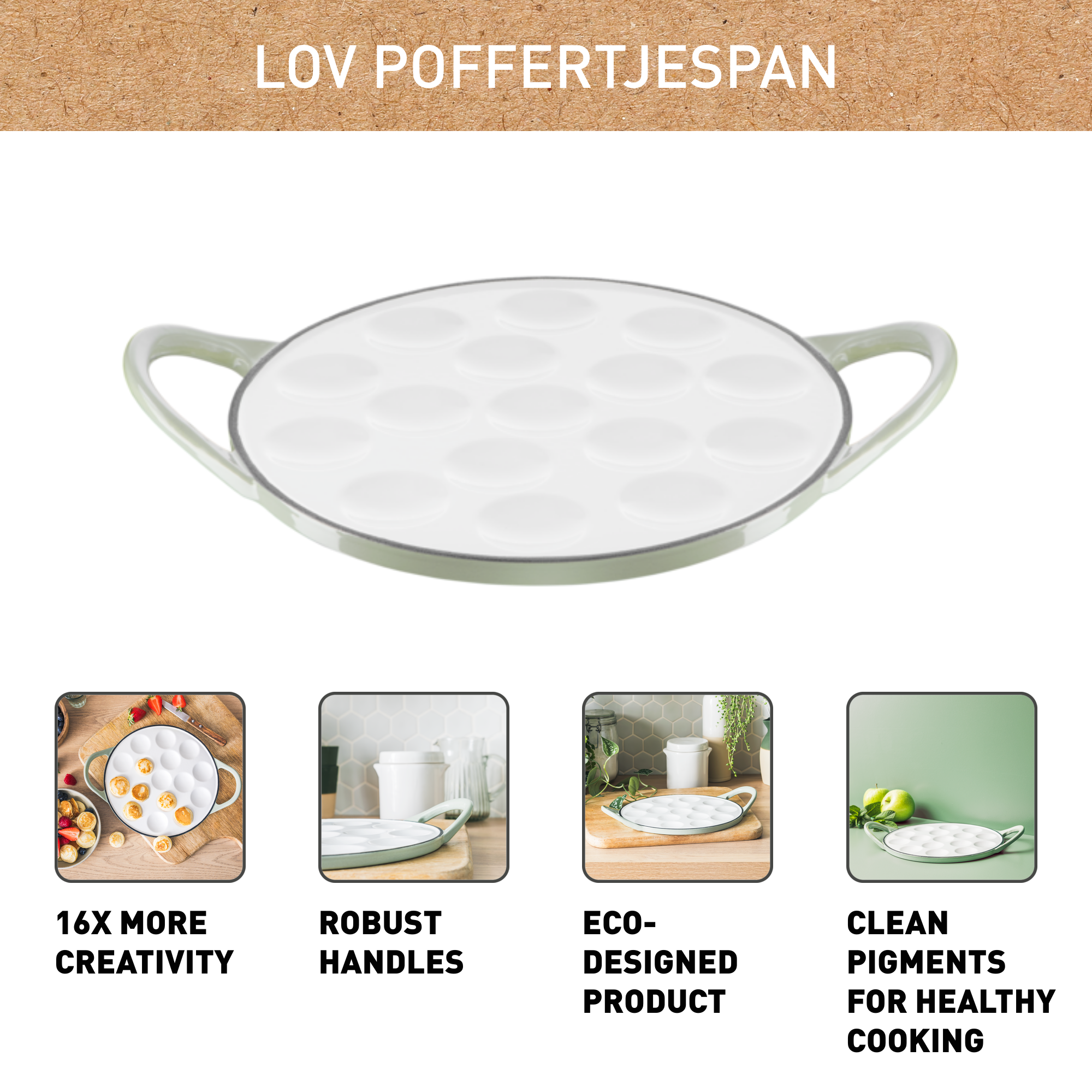 LOV poffertjespan groen 24 cm - inductie