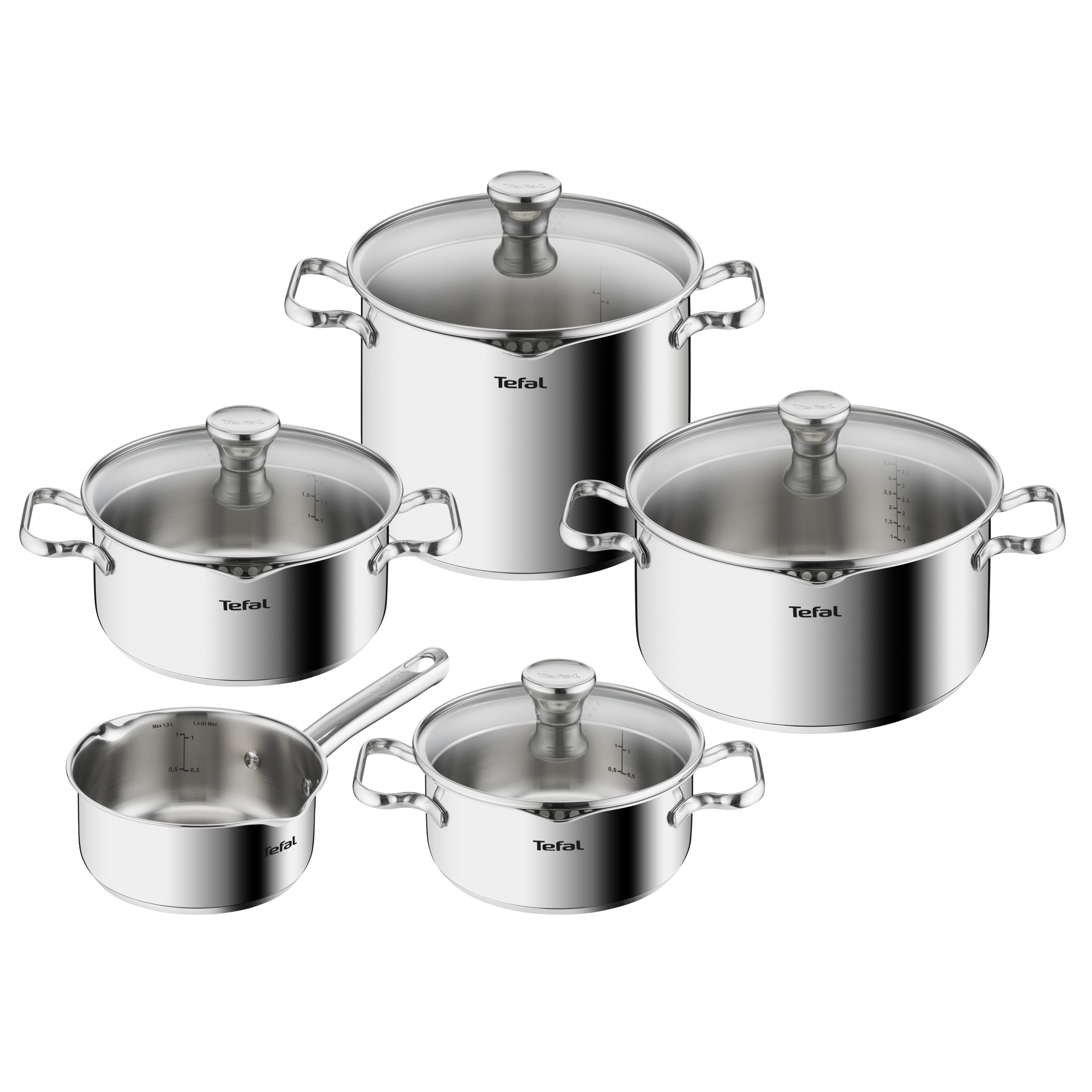 Duetto 5-delige kookset (steelpan 16 cm, kookpan 18/20/24 cm, pastapan 22 cm) - inductie