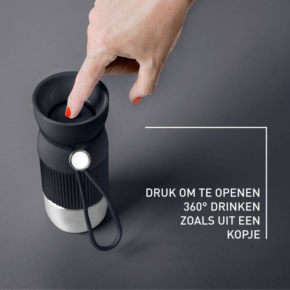 beYou N2191310 travel mug met kopvormige dop zwart (0,36L)