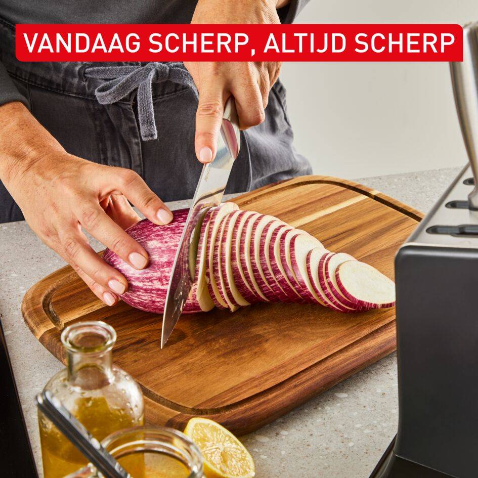 EverSharp K2977S44 roestvrijstalen 6-delige messenset en blok met geïntegreerde slijper