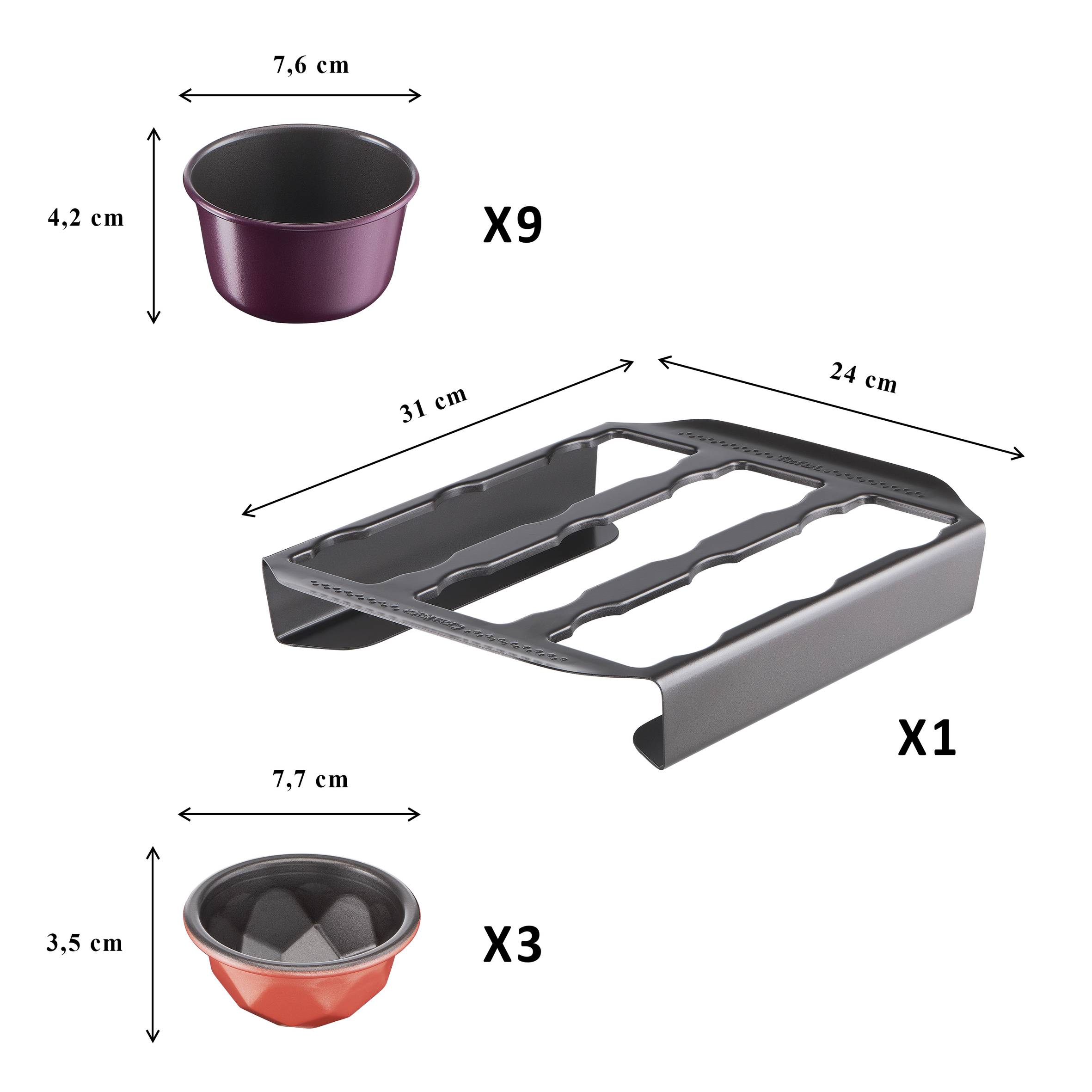 Creabake startersset (tray, 9 muffin vormen en 3 geometrische bol vormen)