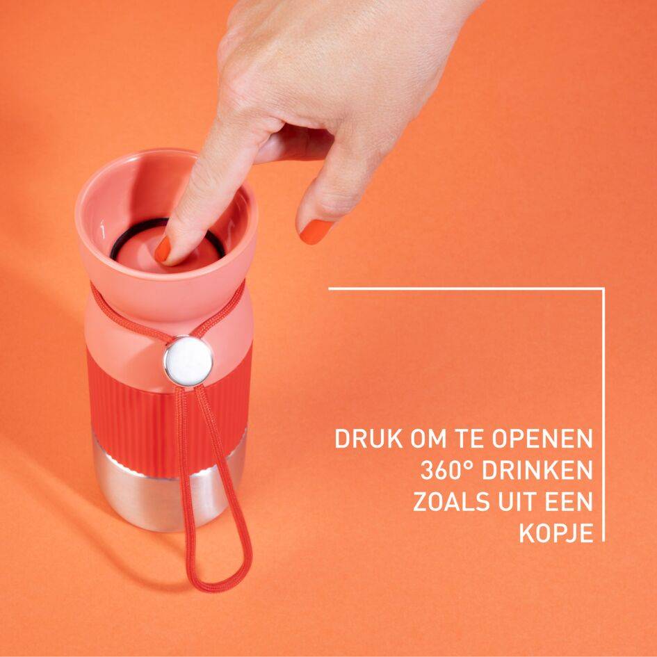 beYou N2191510 travel mug met kopvormige dop oranje (0,36L)