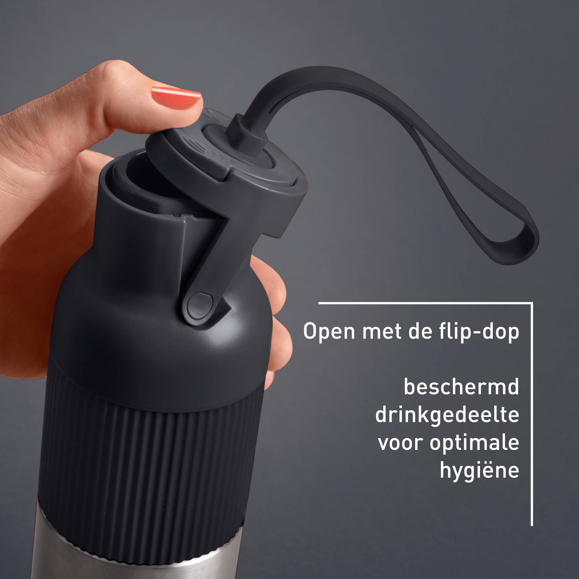 beYou N3120710 drinkfles met flip-dop zwart (0,7L)