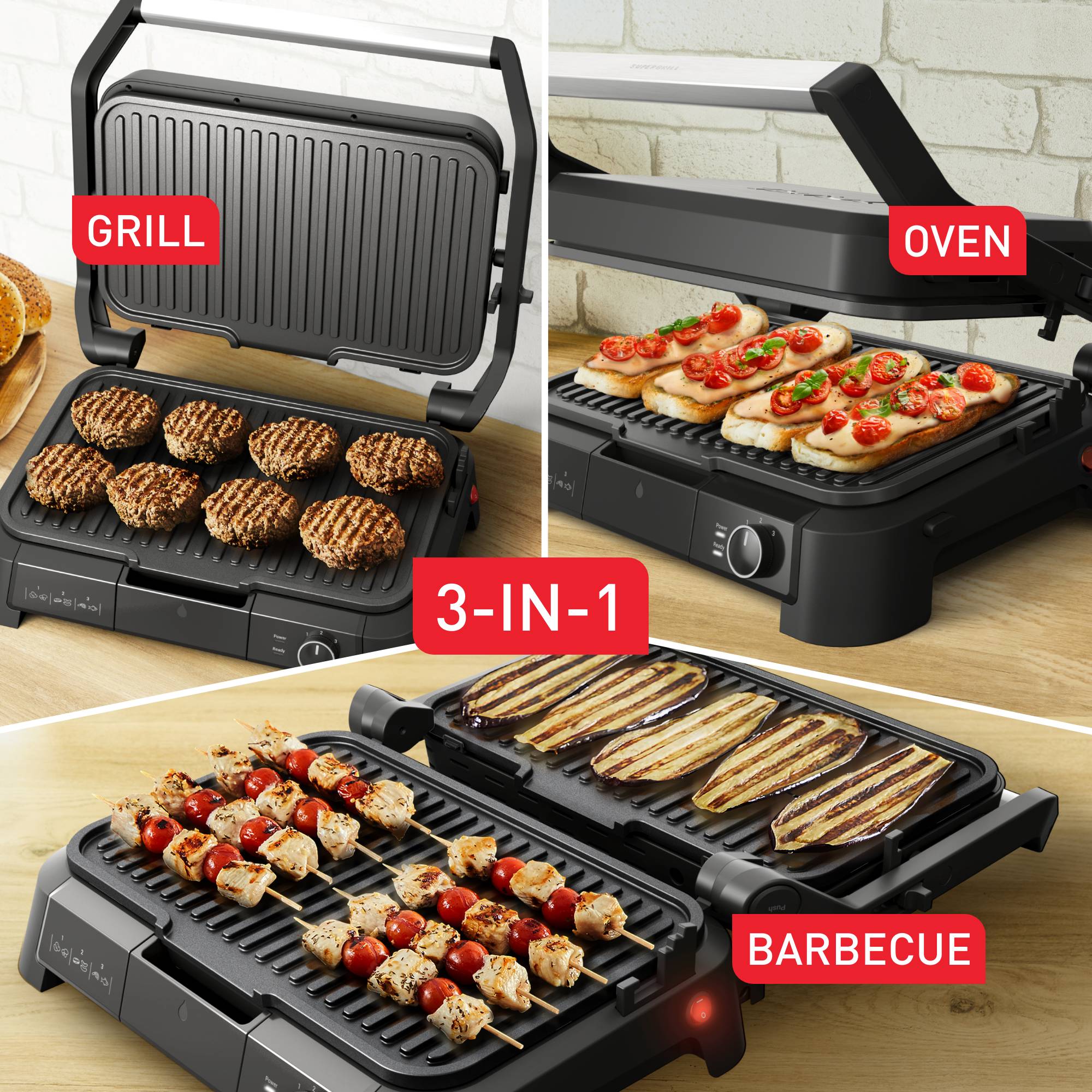 SuperGrill 3-in-1 GC520D XL contactgrill, barbecue en oven