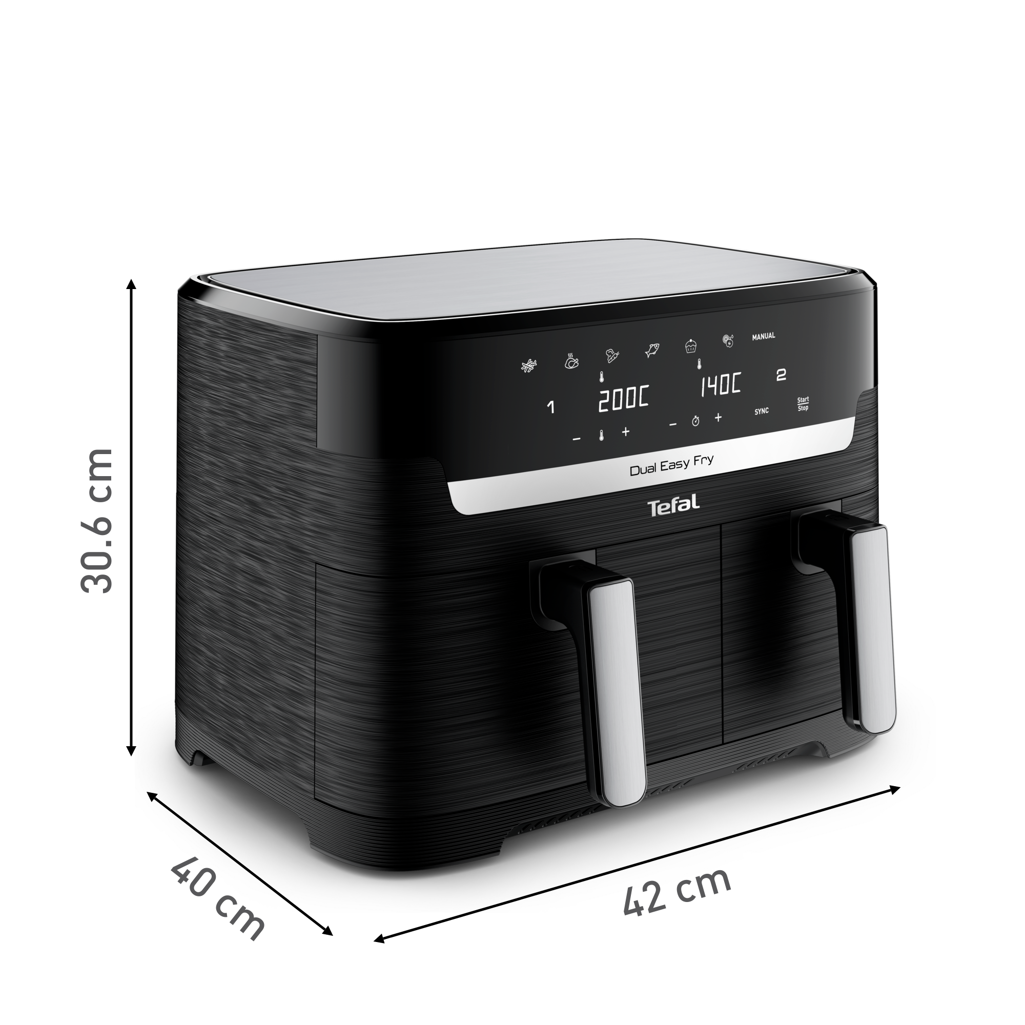 Easy Fry Dual EY9018 XXL heteluchtfriteuse met dubbele lades zwart