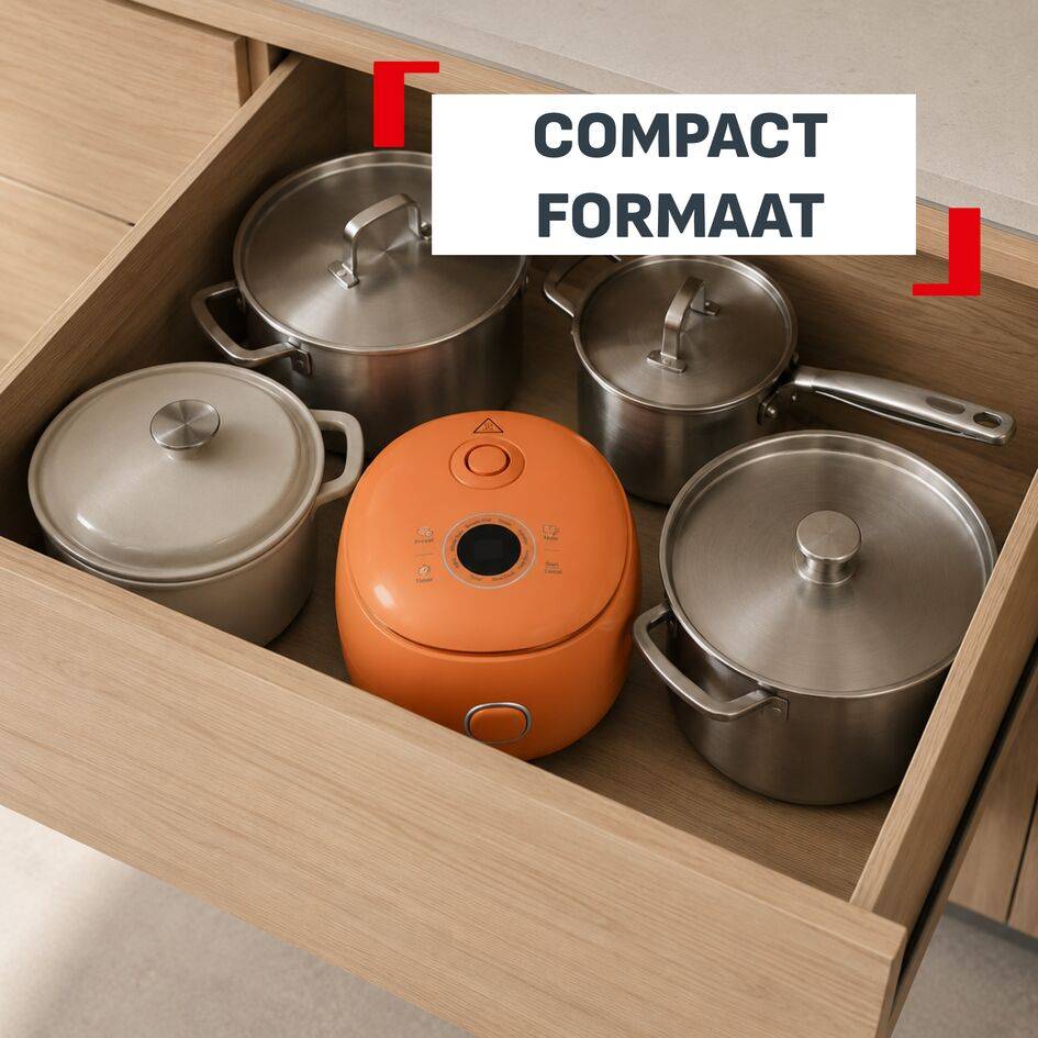 Pop RK5352T compacte rijstkoker - tot 4 personen - 8 programma’s - 24 uur uitgestelde start