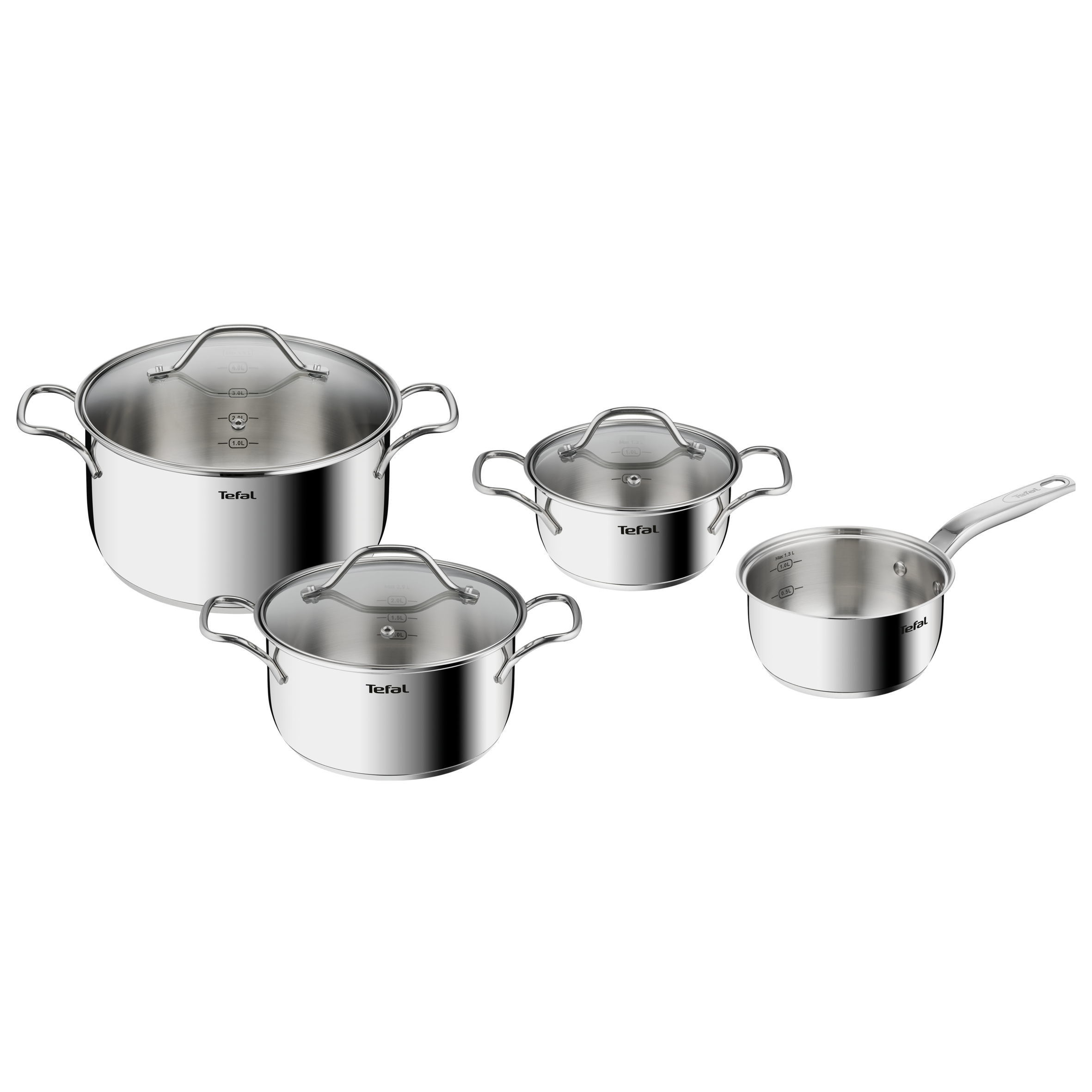 Intuition 4-delige pannenset (steelpan 16 cm, kookpan 16/20/24 cm) - inductie