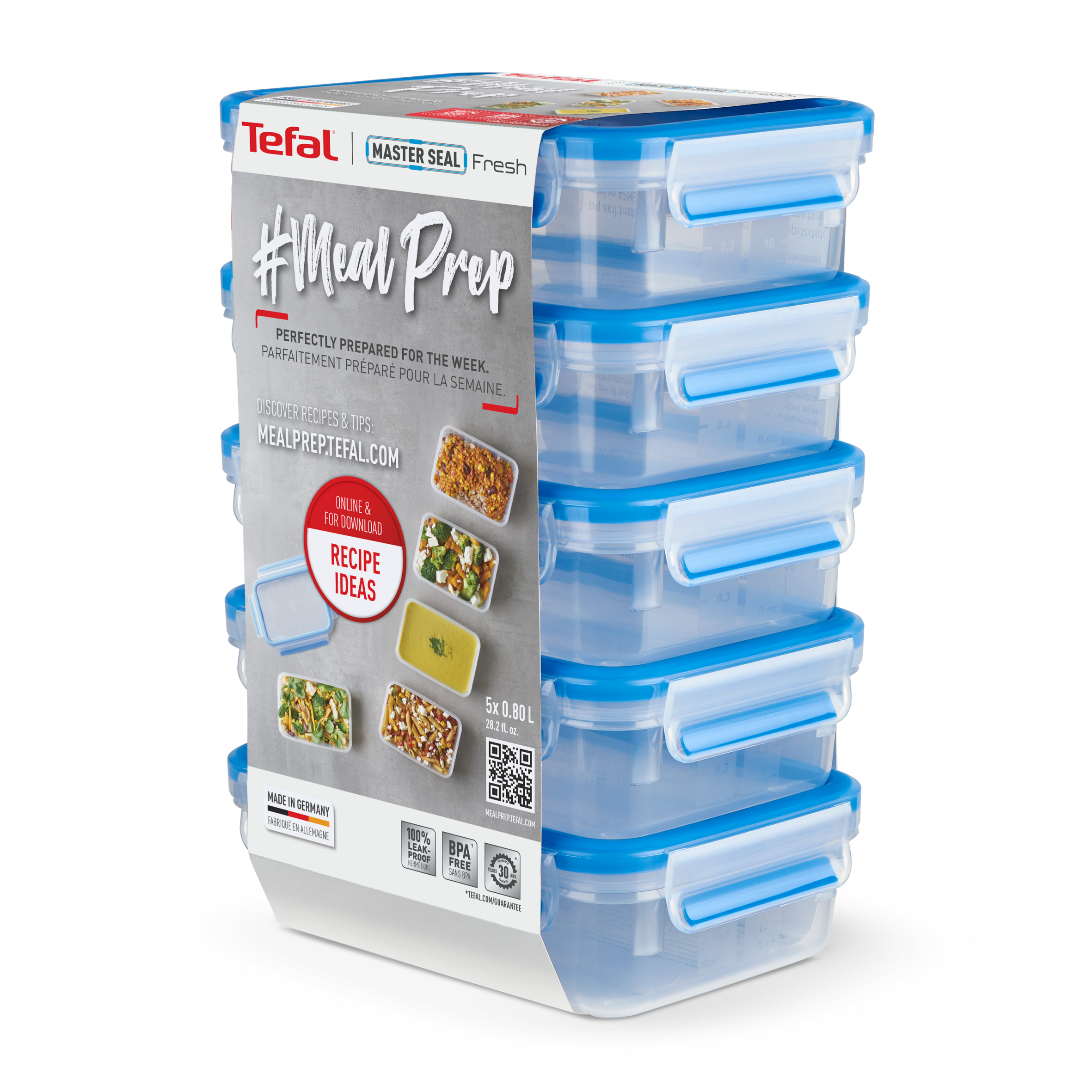 MasterSeal Fresh N1030710 Mealprep Set rechthoekig (5 x 0,8L)