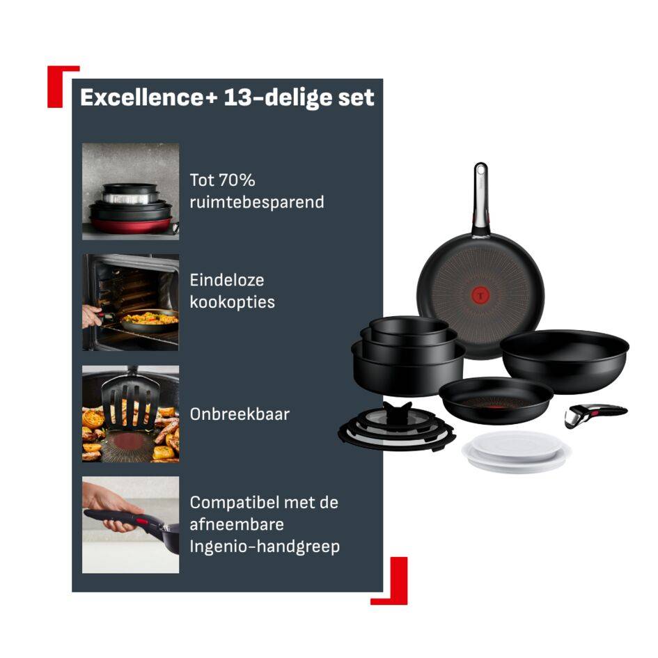 Ingenio Excellence+ 13-delige pannenset - stapelbaar - Fusion Core - inductie