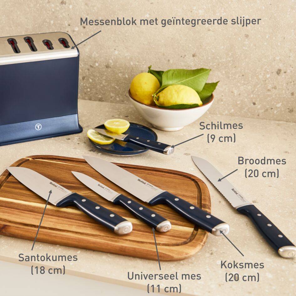 EverSharp K297S644 5-delige messenset en messenblok met geïntegreerde slijper