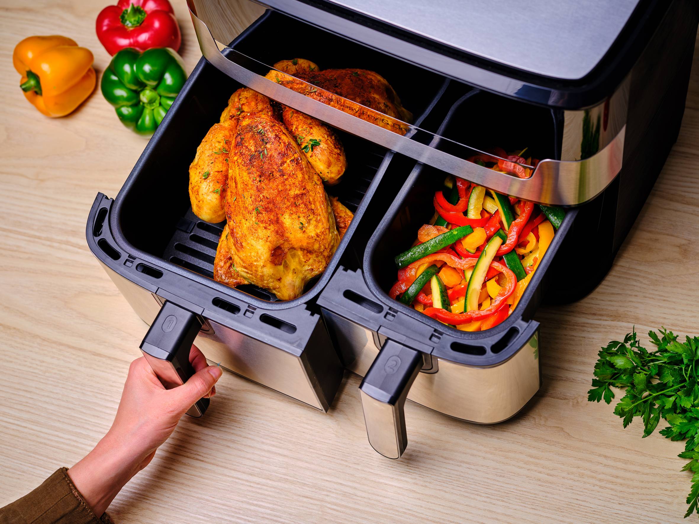 Easy Fry & Grill Dual EY905D 8,3L heteluchtfriteuse met dubbele lades rvs