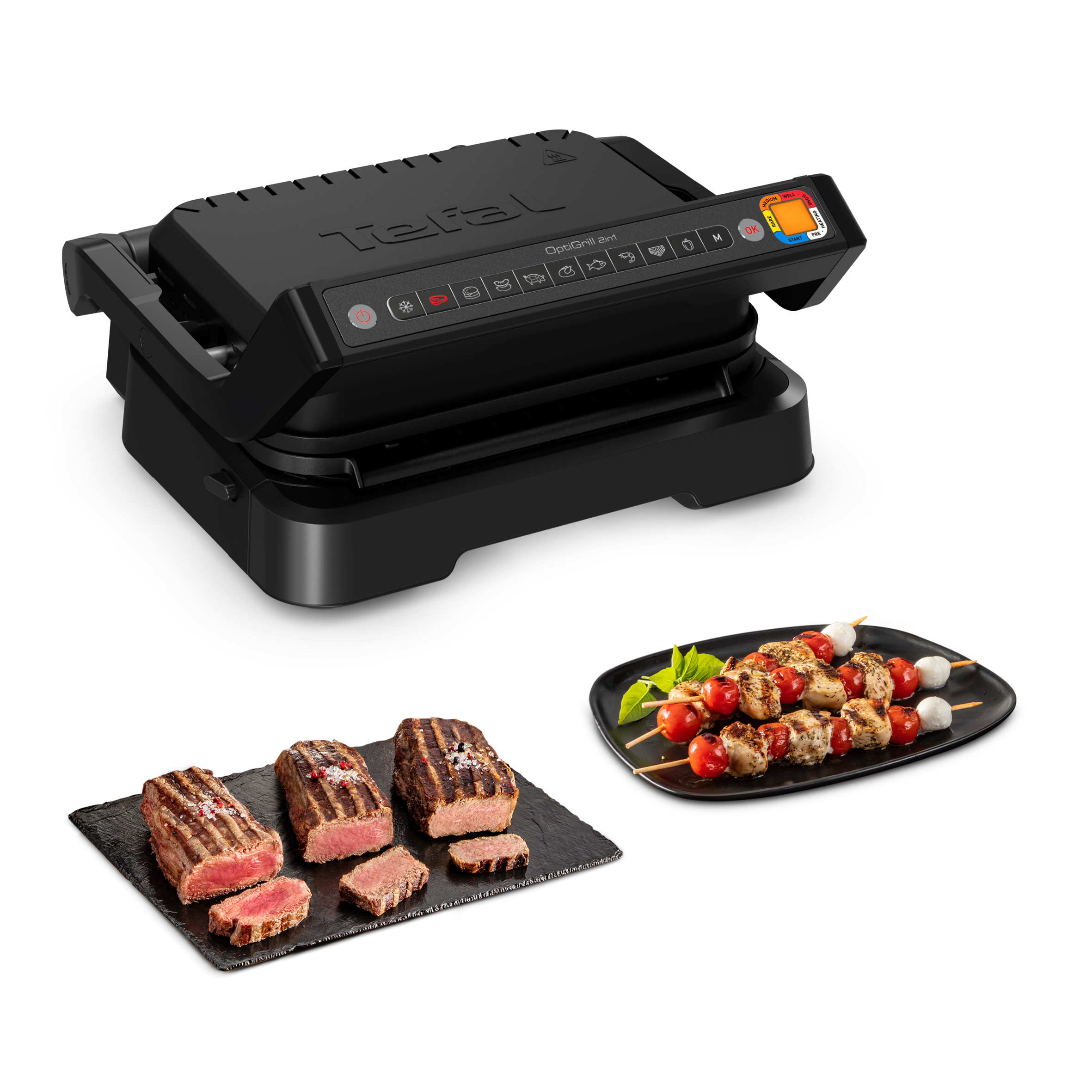 OptiGrill 2-in-1 GC7728 intelligente grill en bbq zwart