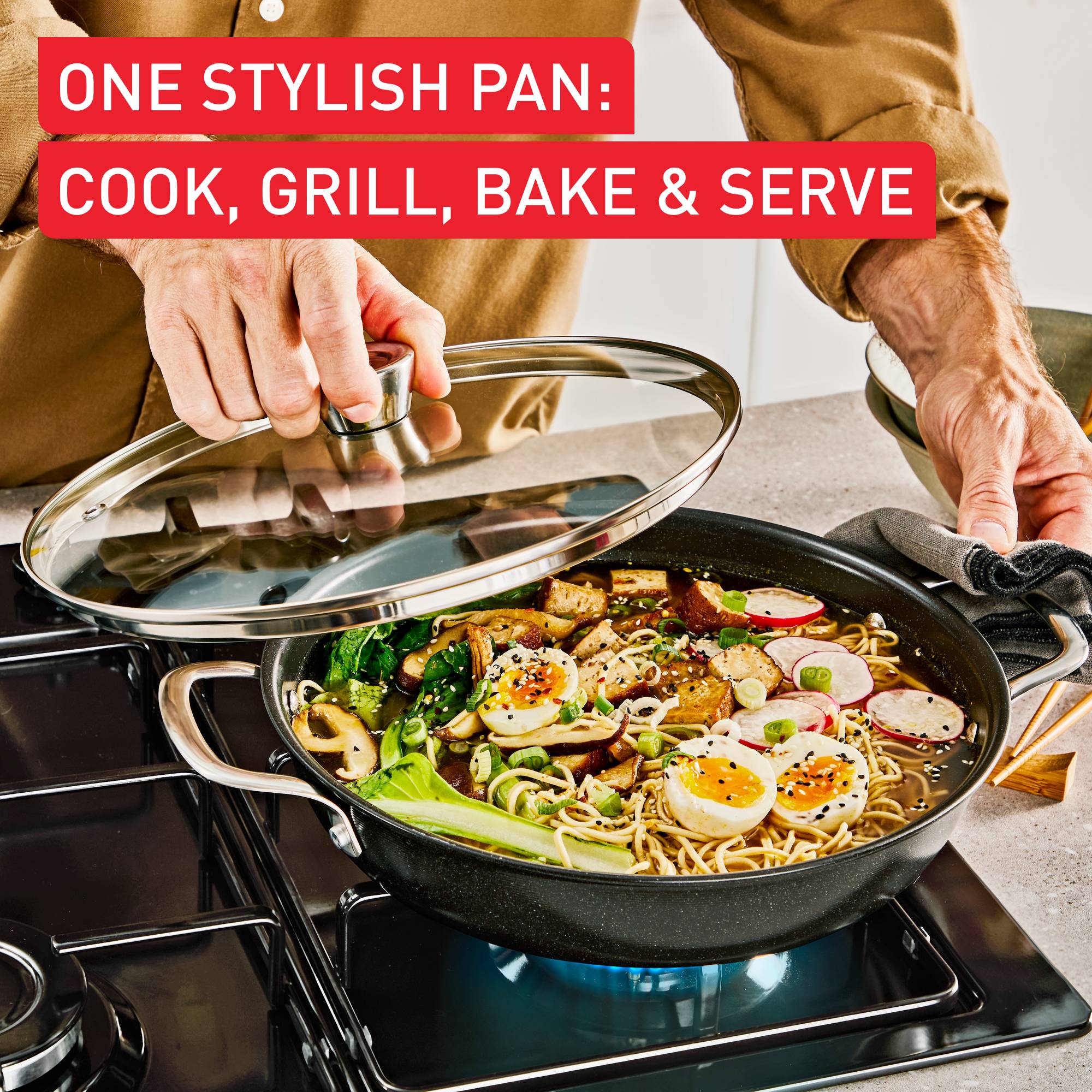 Experience Ceram All-in-One keramische pan 28 cm + deksel - inductie