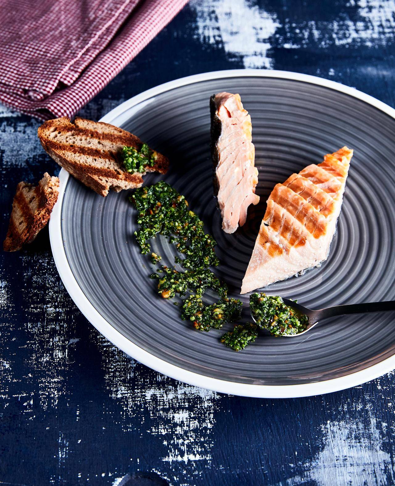 Zalmfilet met rucolapesto - Recepten OptiGrill + | Tefal