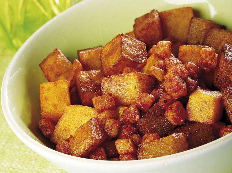 Gebakken aardappelen met spek en paprika - Recepten Actifry Genius | Tefal