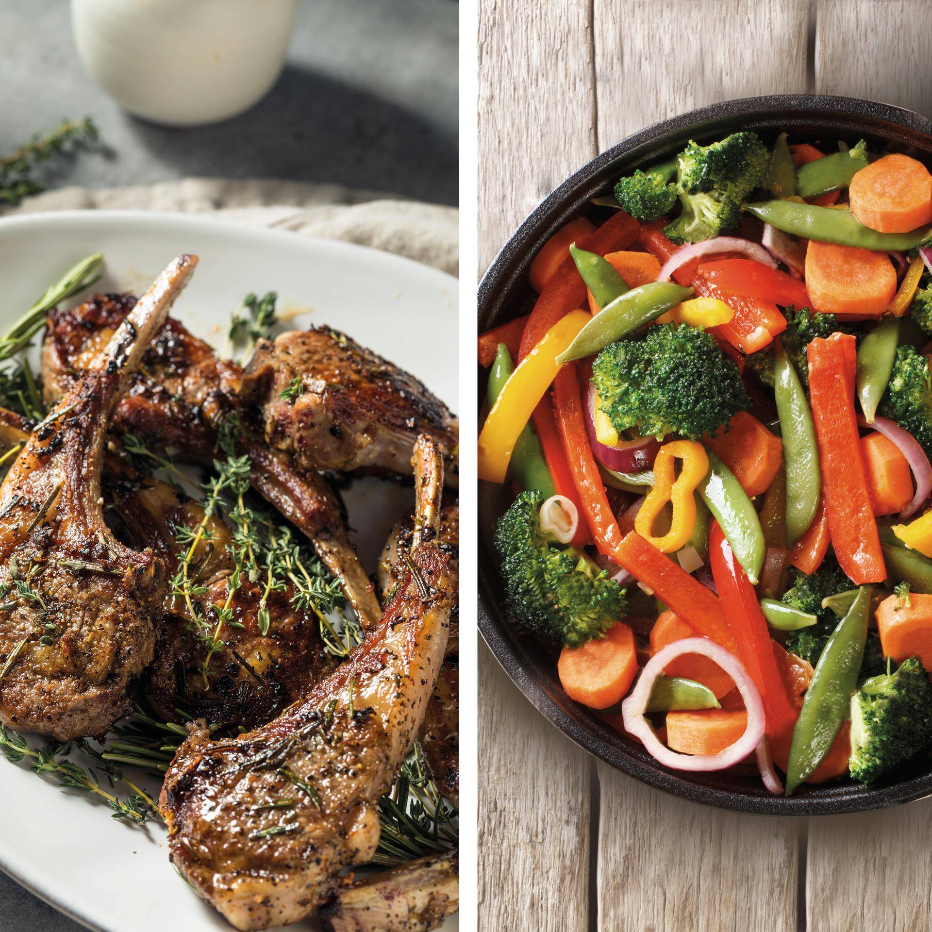 Lamskoteletjes en geroosterde groenten - Recepten Dual EasyFry&Grill | Tefal