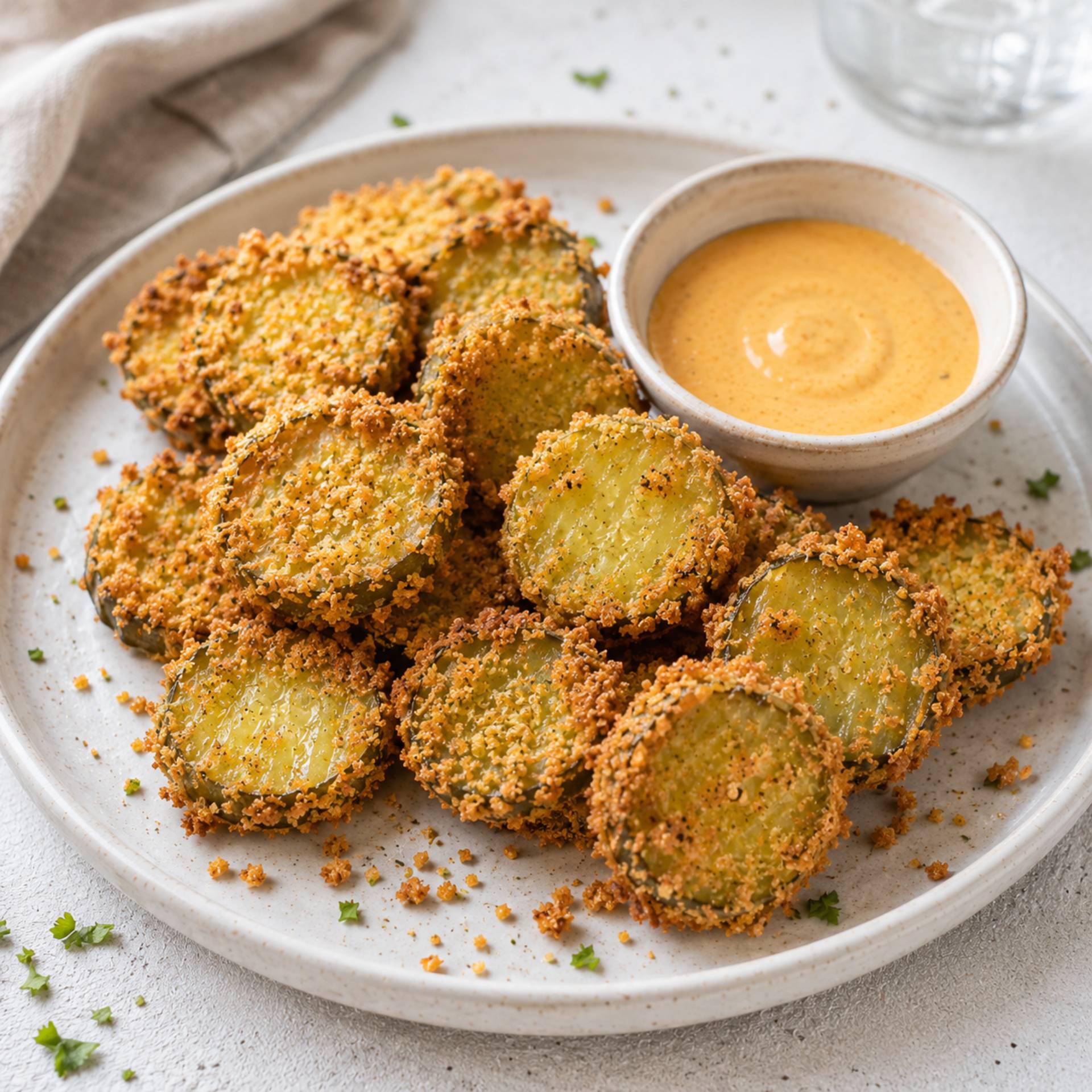 Gefrituurde augurkchips met Cheddar-dip - Recepten Crisp&Go 3P | Tefal