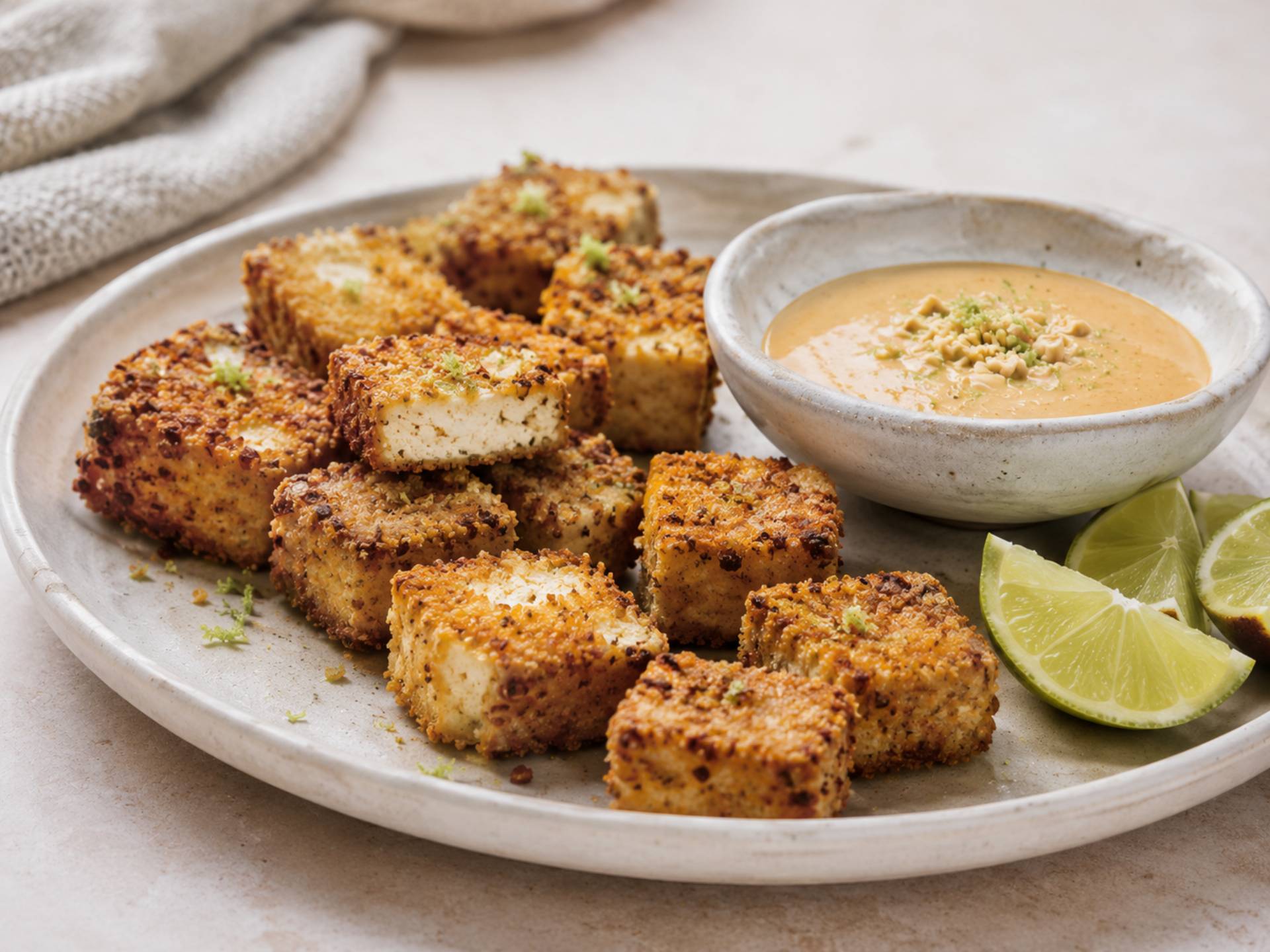 Tofunuggets met pindalimoensaus - Recepten Crisp&Go 4P | Tefal