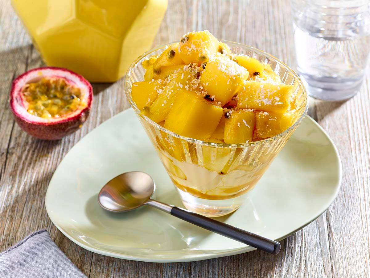 Romige kokosnoot met gegratineerd fruit - Recepten Actifry Express 1kg | Tefal