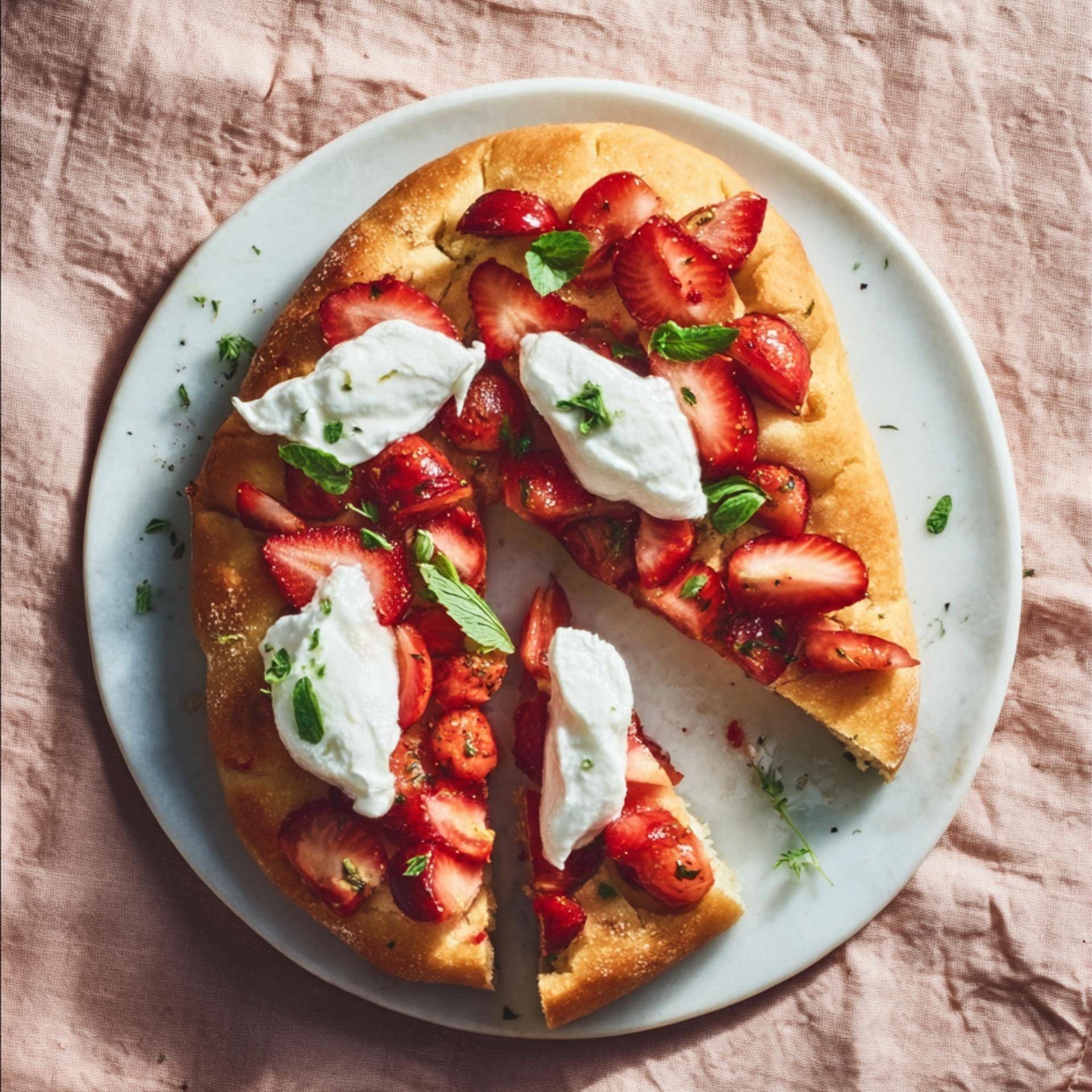 Focaccia met cherrytomaat-aardbei salsa en burrata - Recepten Electric Pizza oven | Tefal