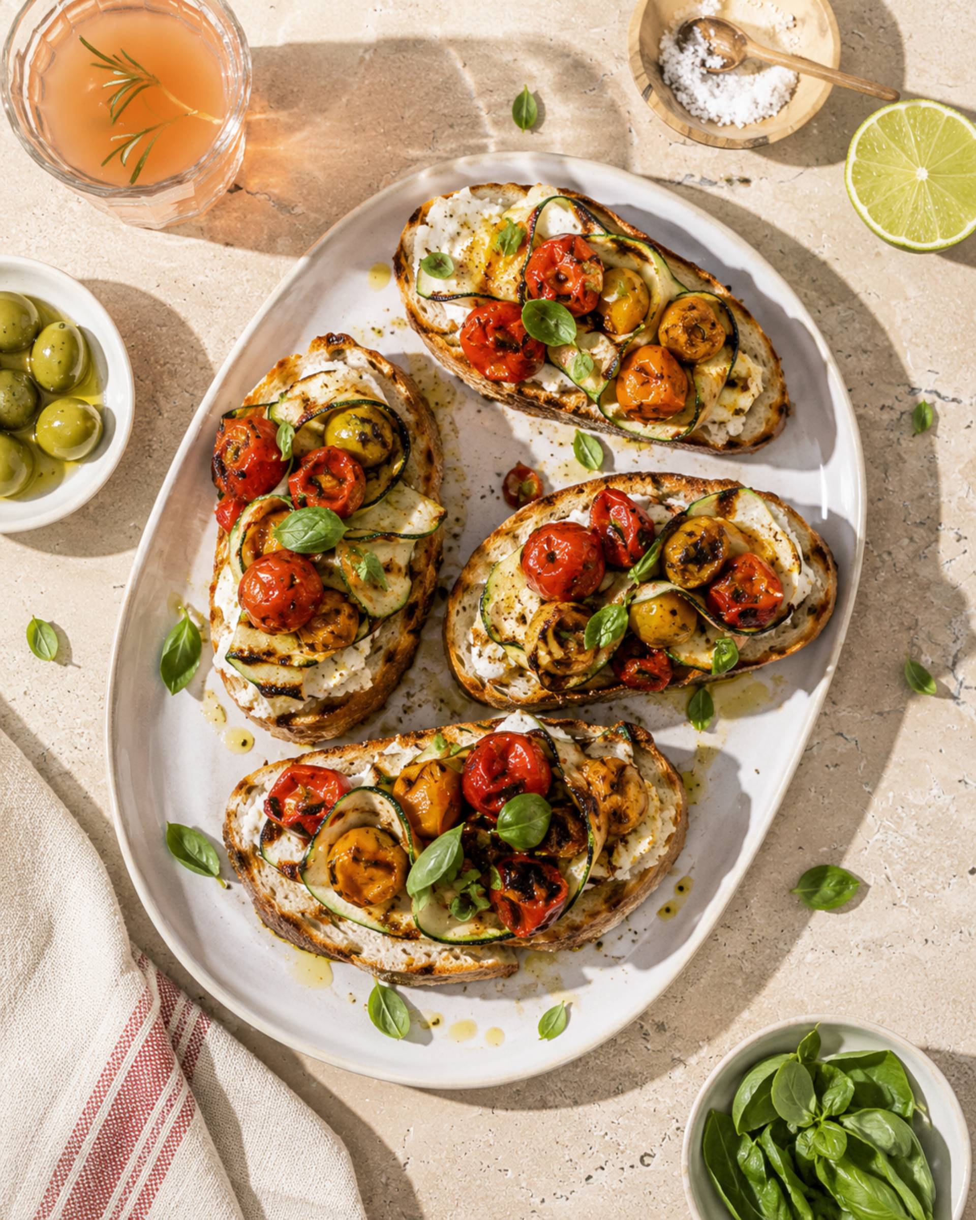 Bruschetta’s met geitenkaas en courgette - Recepten Crisp&Go 3P | Tefal