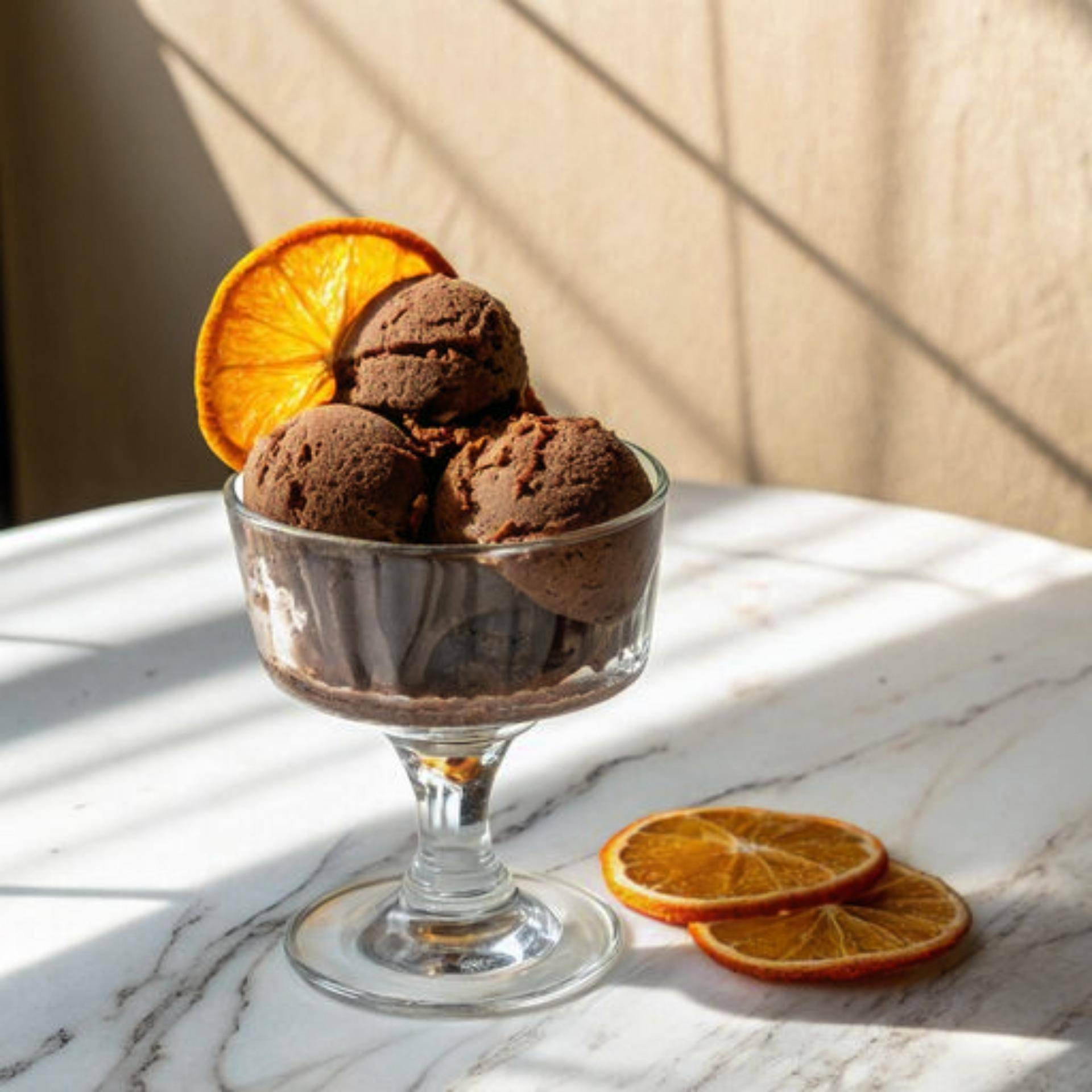 Chocolade-sinaasappelijs met gekonfijte sinaasappelschilletjes - Recepten Dolci | Tefal
