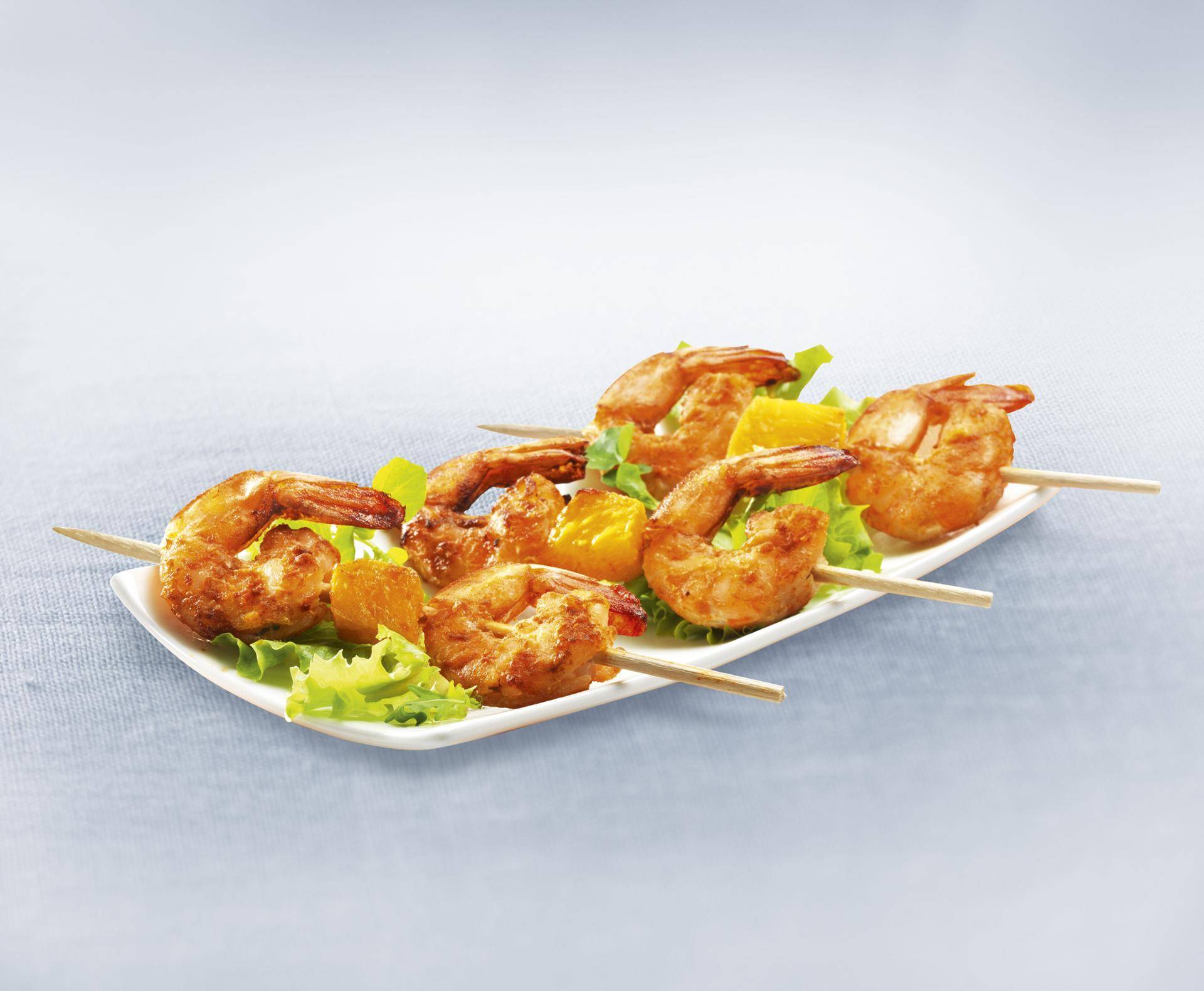 Spiesjes van scampi’s met perzik - Recepten Actifry Express 1kg | Tefal
