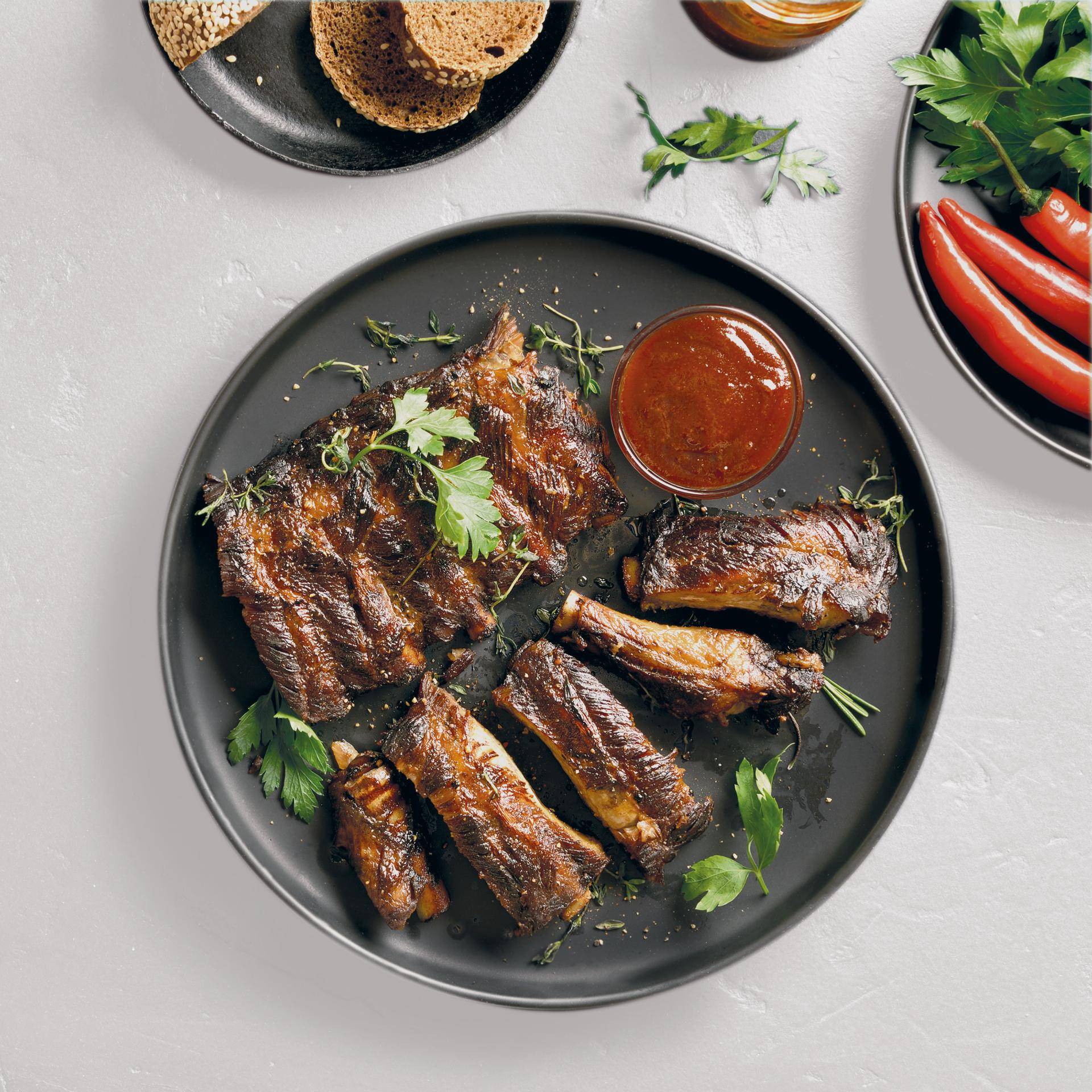 Gegrilde ribbetjes met barbecuesaus - Recepten Easy Fry XL Surface | Tefal