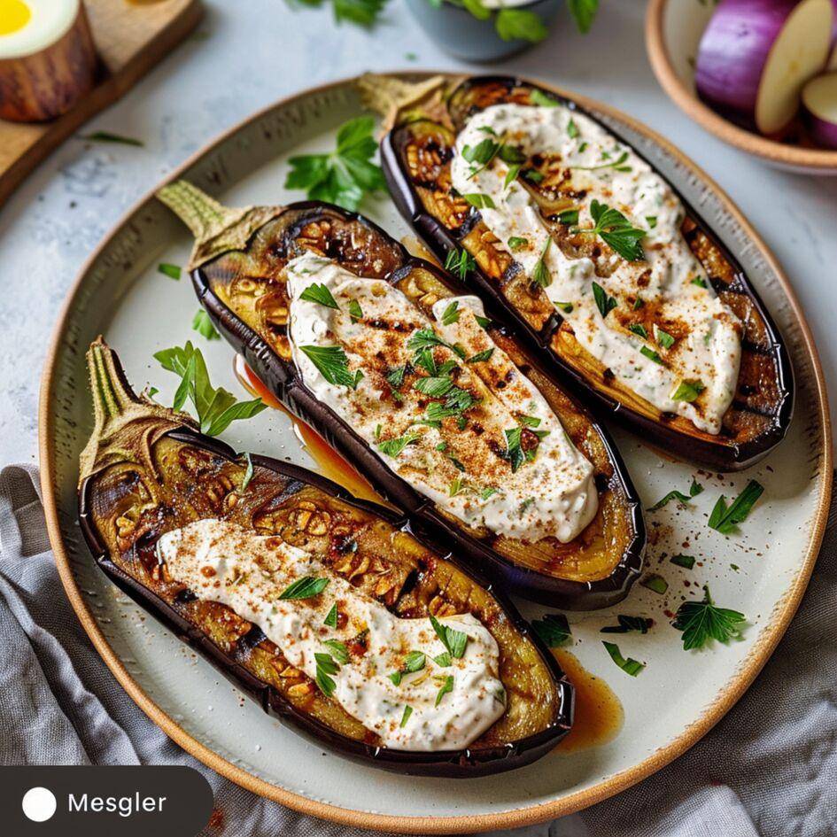 Geroosterde aubergines met yoghurtsaus - Recepten Easy Fry Max | Tefal