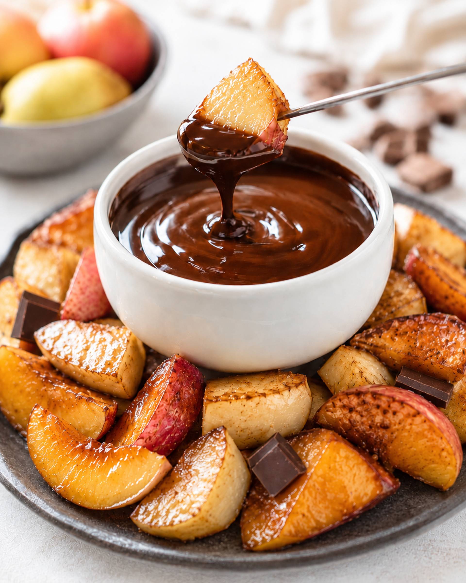 Chocoladefondue met gekarameliseerd fruit - Recepten Crisp&Go 3P | Tefal