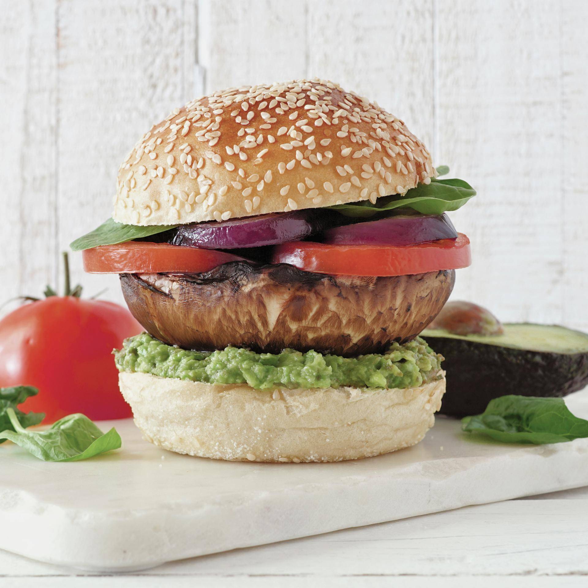 Vegan burger met gegrilde portobellochampignon - Recepten Easy Fry Compact | Tefal