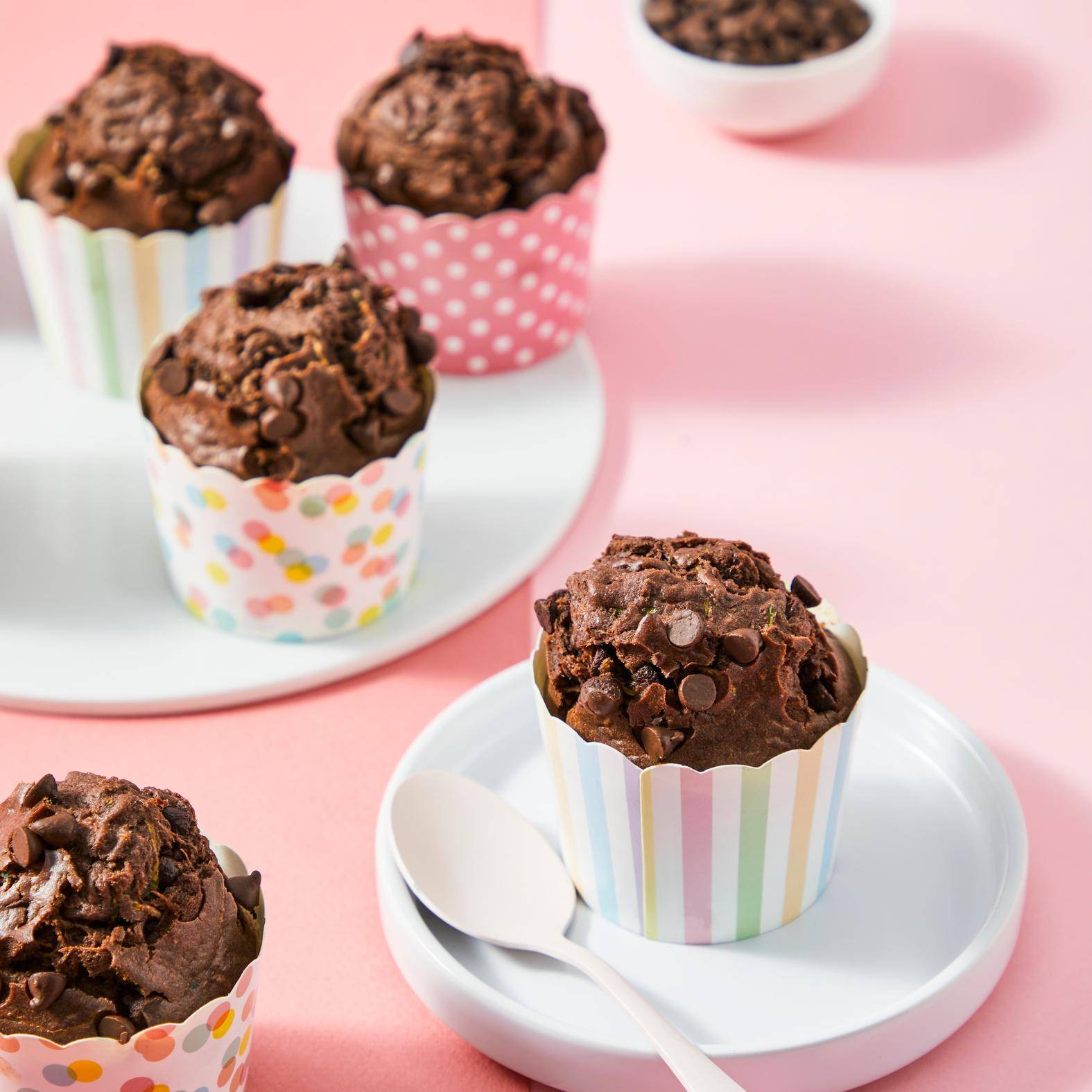 Dubbele chocolade courgette muffins - Recepten Easy Fry Max | Tefal