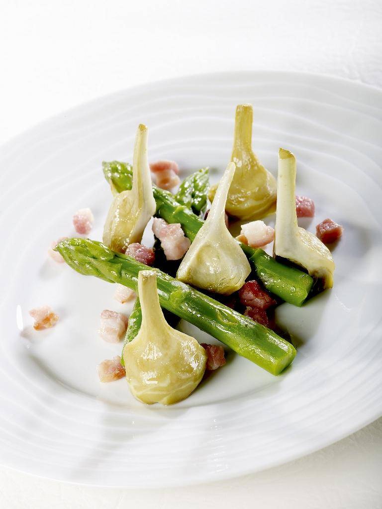 Gebraden artisjokken, groene asperges en spek - Recepten Actifry Original 1kg | Tefal