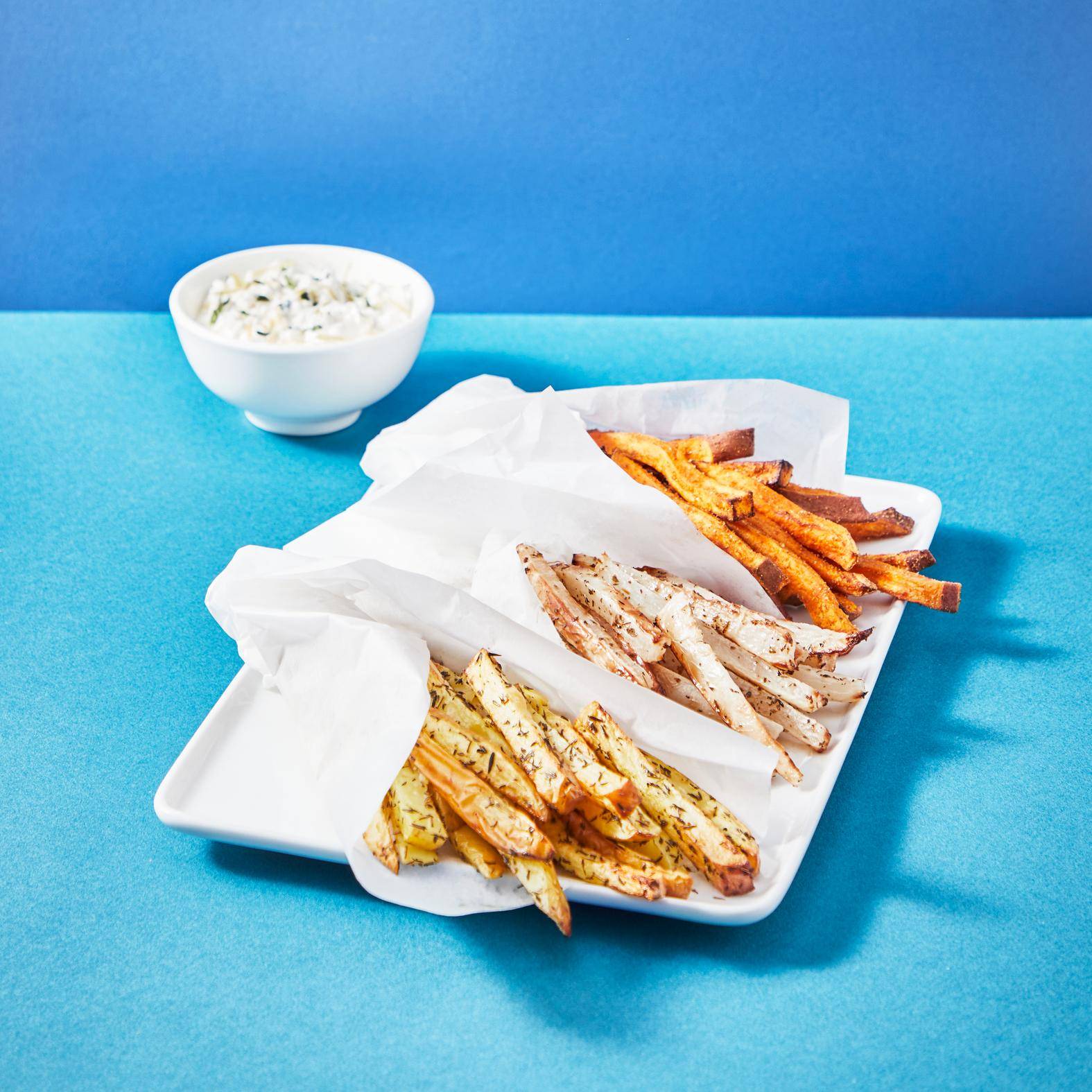 Groentefrietjes met fetaroom - Recepten Easy Fry Max | Tefal