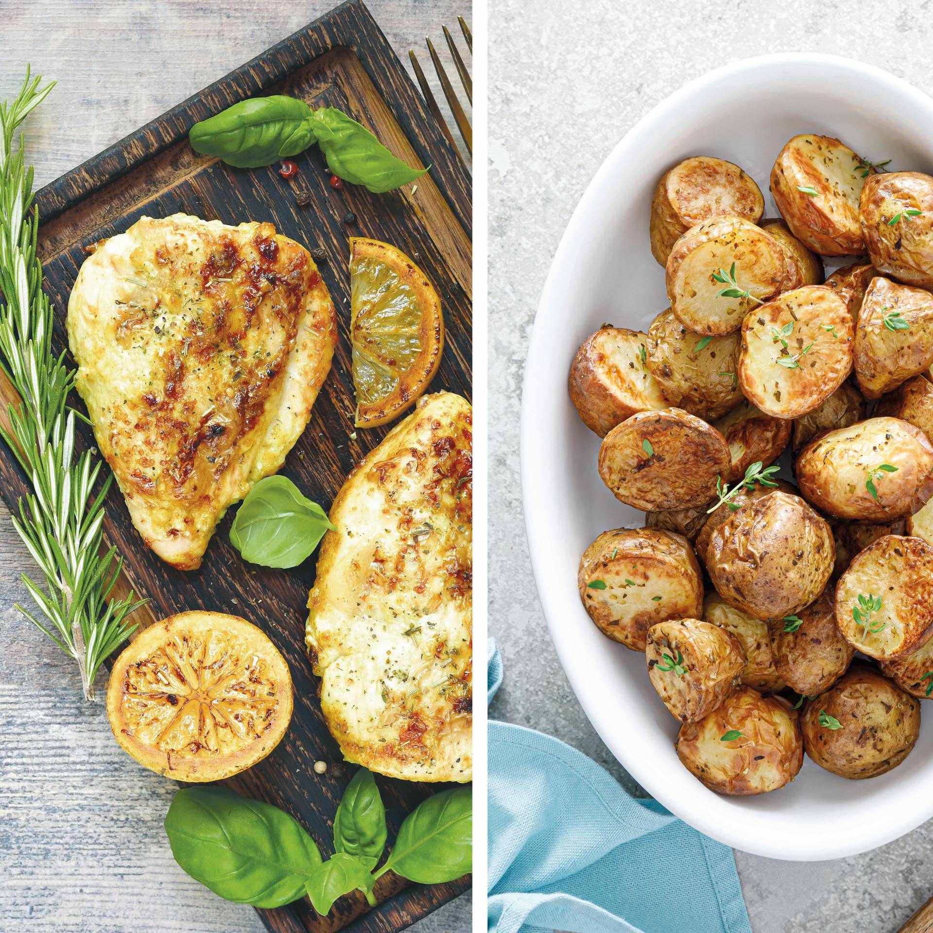 Grieks gegrilde kip en citroenaardappeltjes - Recepten Dual EasyFry&Grill | Tefal