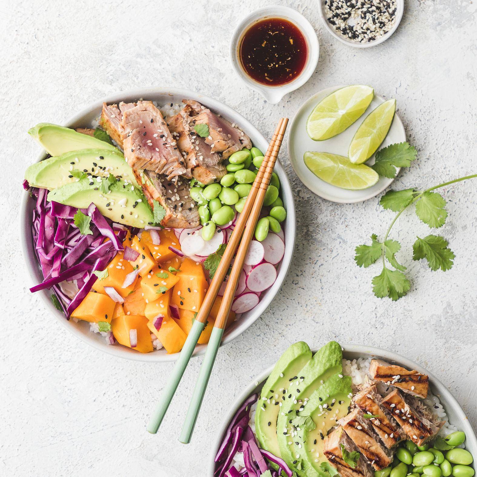 Poke bowl met gegrilde tonijn - Recepten Dual EasyFry&Grill | Tefal