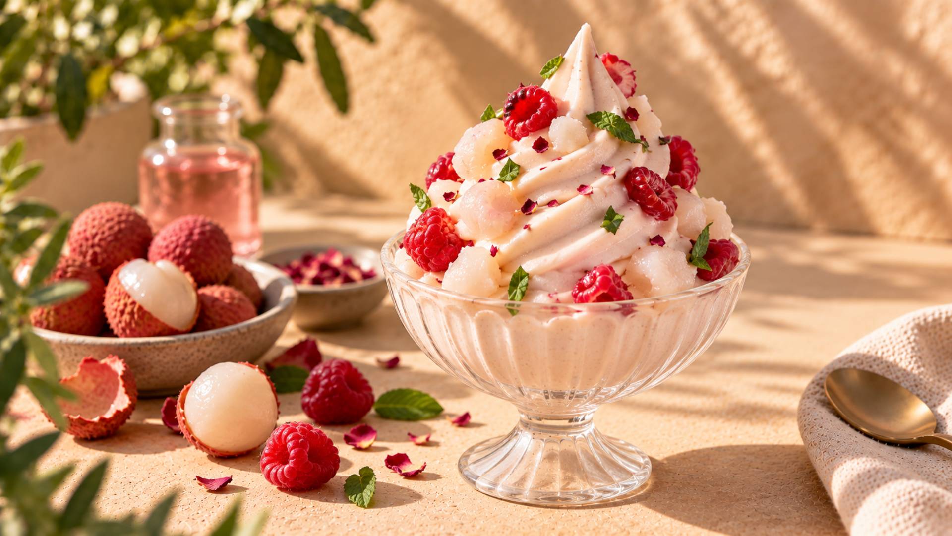 Verassend ijs van lychee en rozenwater - Recepten Freezi | Tefal