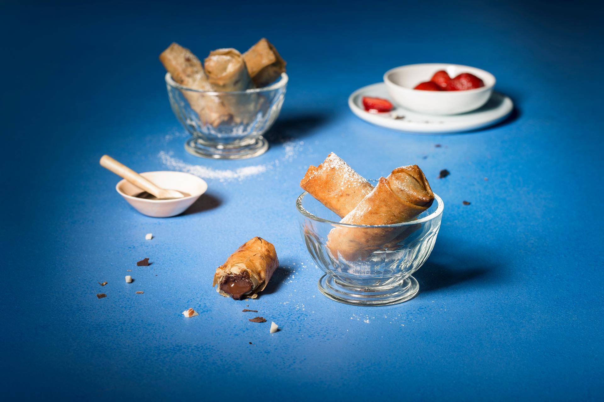 Loempia's met chocola, hazelnoot en pinda's - Recepten Actifry Genius | Tefal