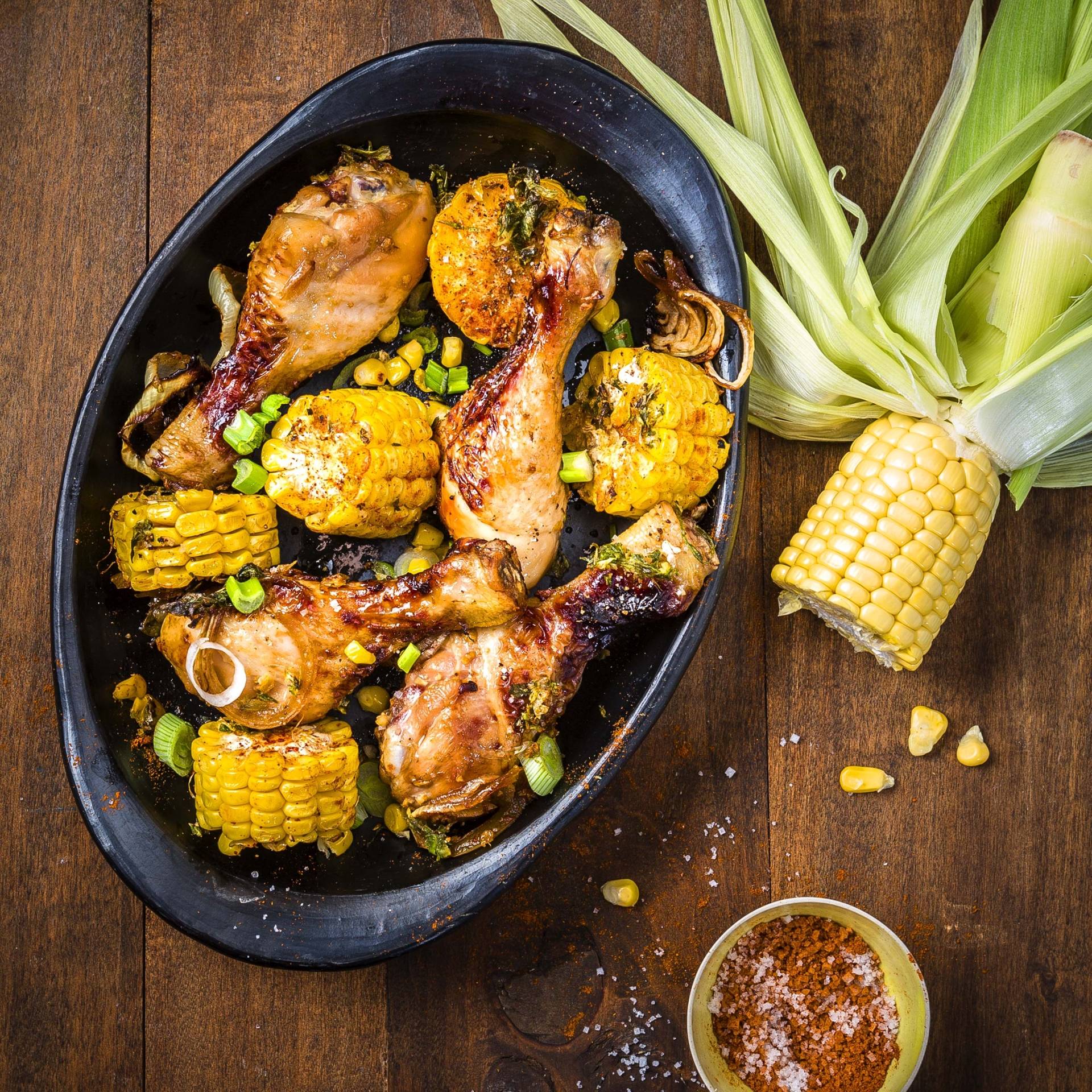 Gekarameliseerde kipdrumsticks met gember en geroosterde mais - Recepten EASY FRY & GRILL 2 in 1 XXL | Tefal