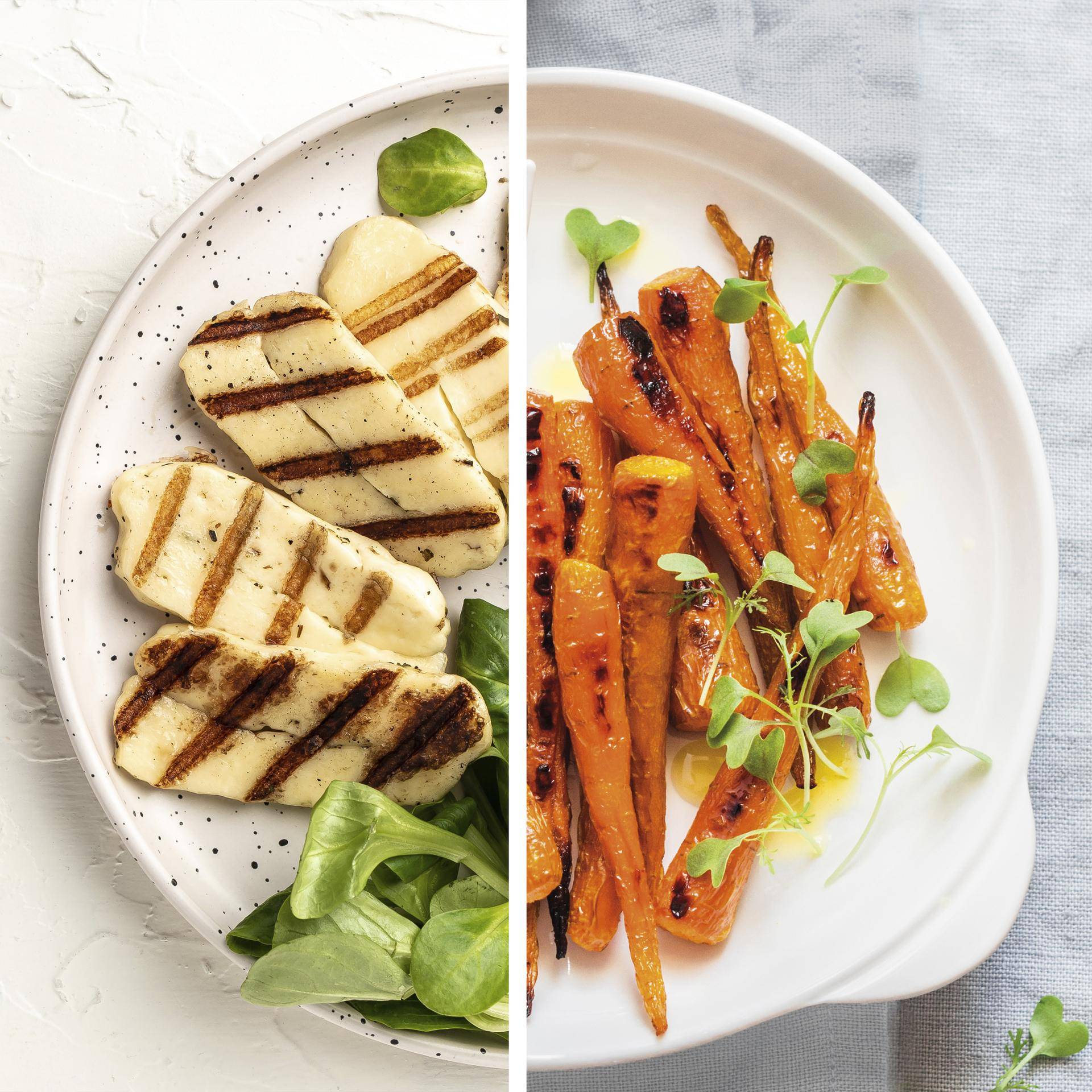 Gegrilde halloumi, pistachenoten en geroosterde wortels - Recepten Dual EasyFry&Grill | Tefal